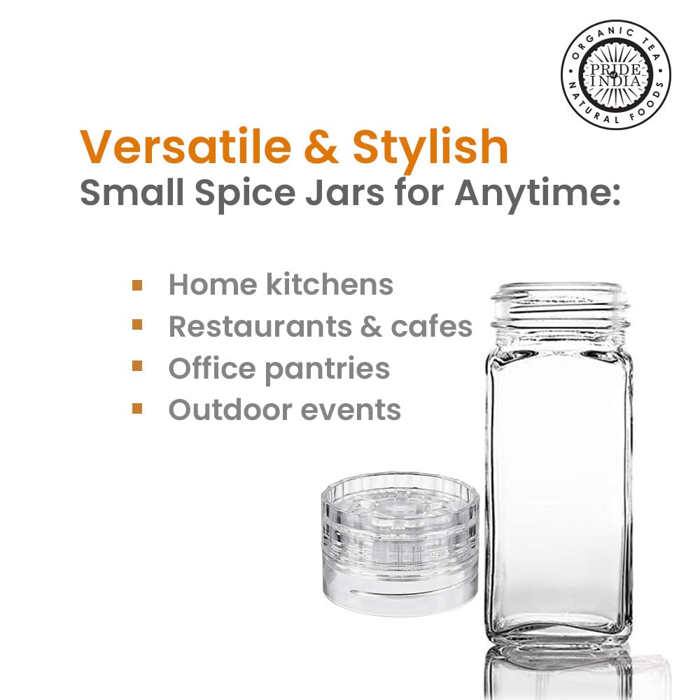 Premium Clear Square Glass Spice Jar with Adjustable Grinder Cap - 4oz BPA-Free Refillable Container for Pepper, Salt, Herbs & Sugar | Food Grade, Dishwasher Safe | Perfect for Kitchen, Pantry Organization & Gourmet Cooking | Handcrafted in USA