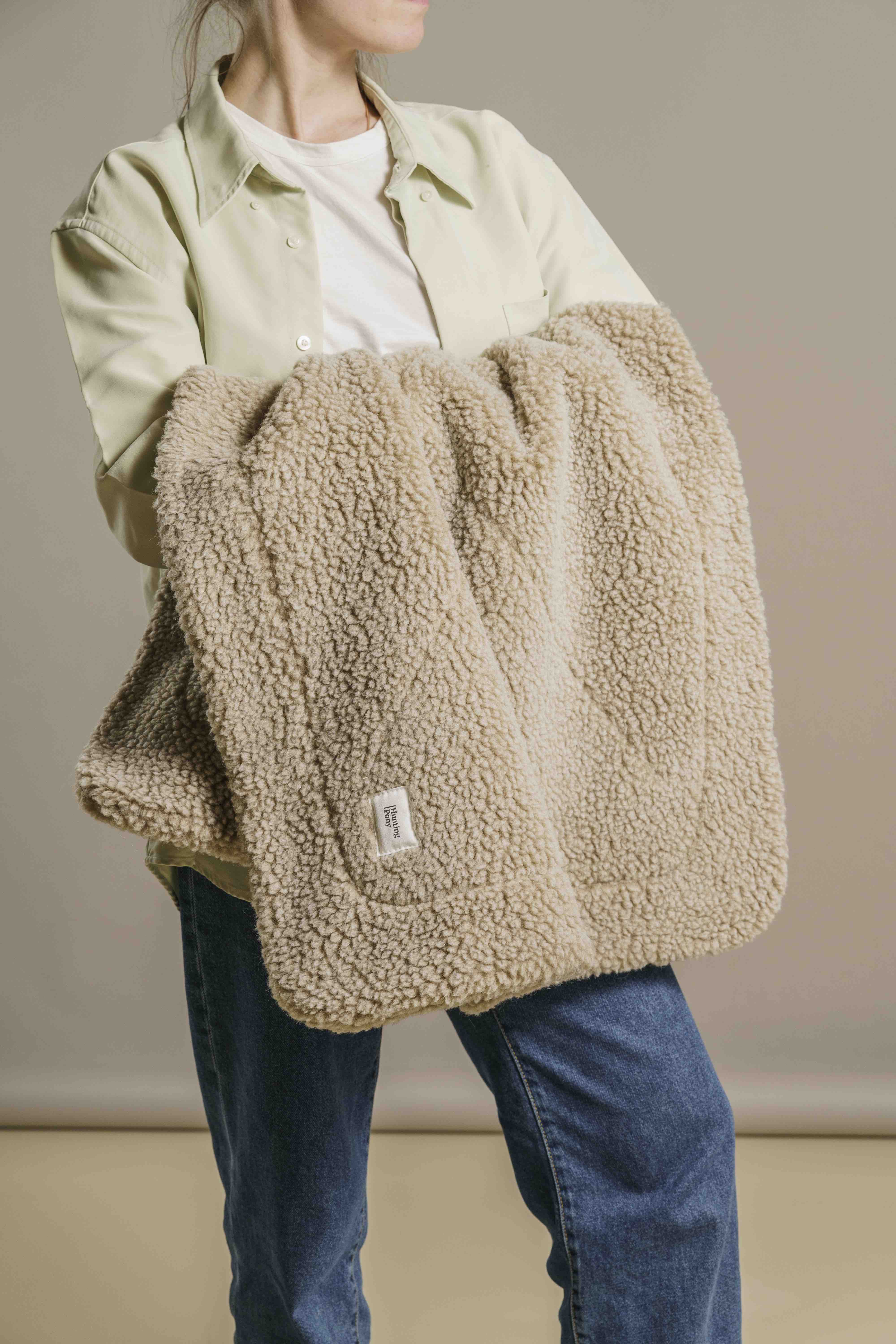 Cozy Dog Blanket for Small & Medium Dogs - Soft & Warm Beige Pet Blanket for Beds, Couches & Travel - Sleepy Pony Design for Comfortable Napping