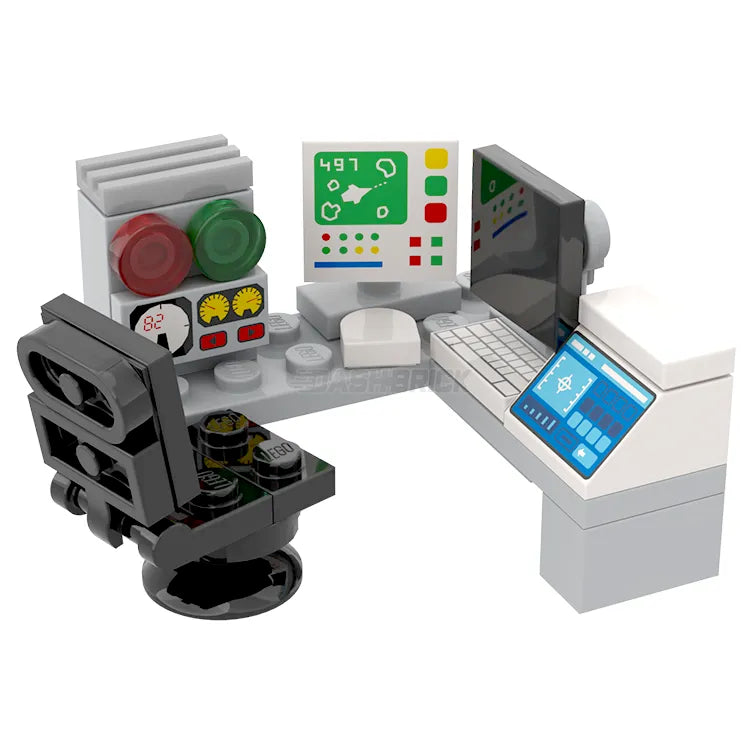 LEGO Space Command Desk Building Kit - MiniMOC Space Ship with Communication Console, Computer Station & Chair for Kids & Adults | STEM Educational Toy, Office Decor & Space-Themed Play Set