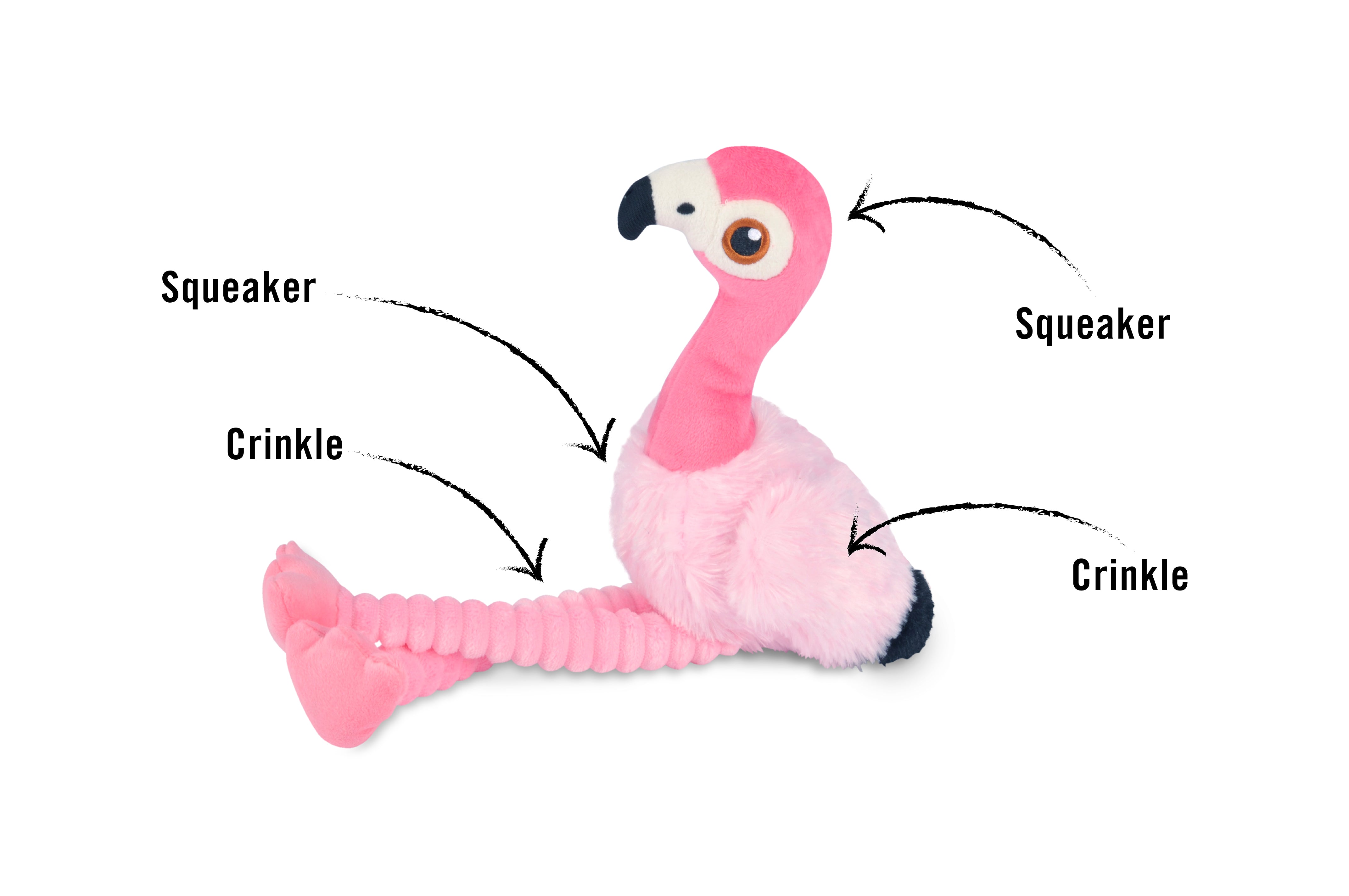 Flora the Flamingo Plush Dog Toy - Soft & Durable Fetching Flock™ Chew Toy for Small & Medium Dogs | Perfect for Playtime, Training & Cuddling | Pet P.L.A.Y.
