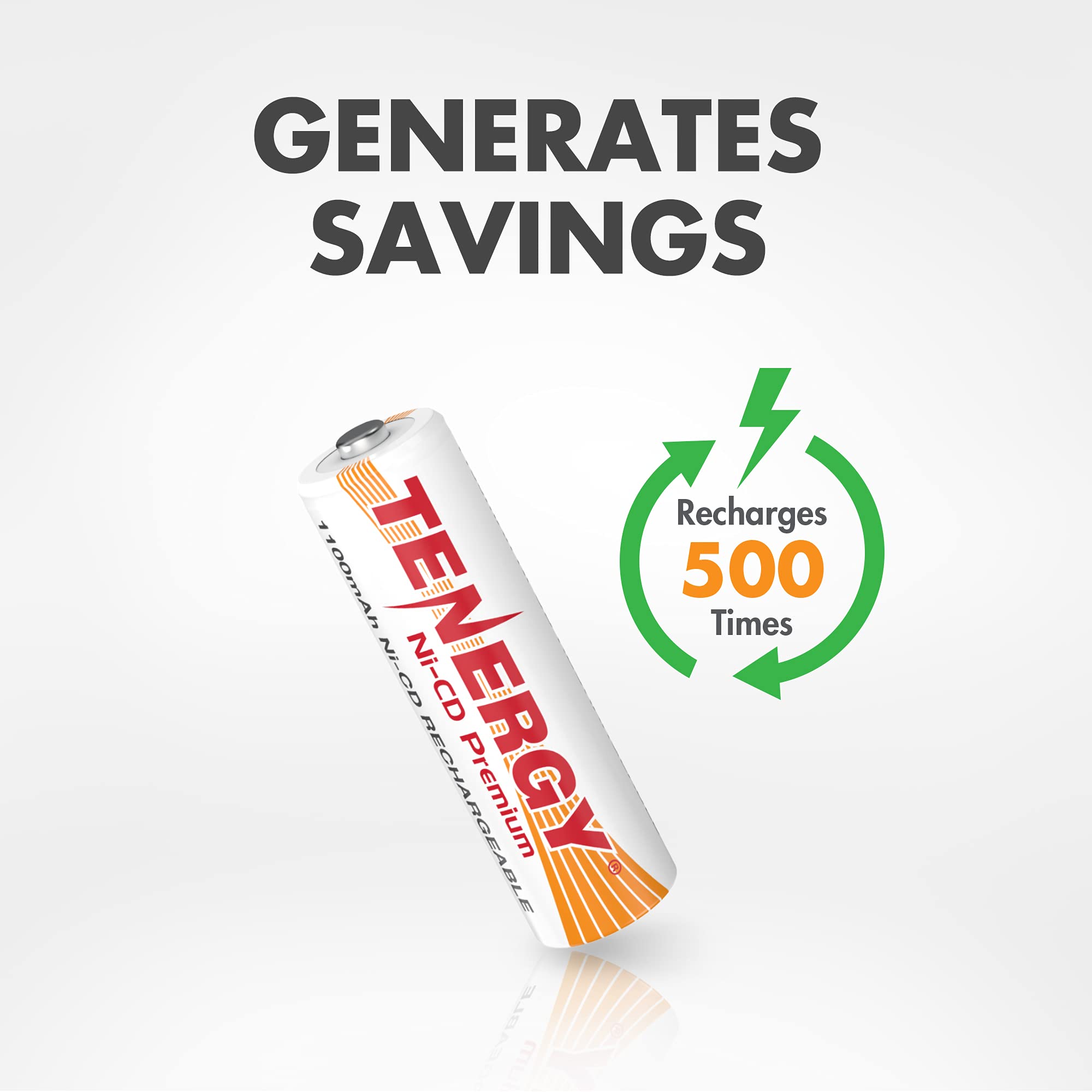 Premium Tenergy AA NiCd Rechargeable Batteries 1100mAh 1.2V - 12 Pack for Solar Lights, Garden Lights, Outdoor Decor - Long Lasting Power for Home & Garden Lighting