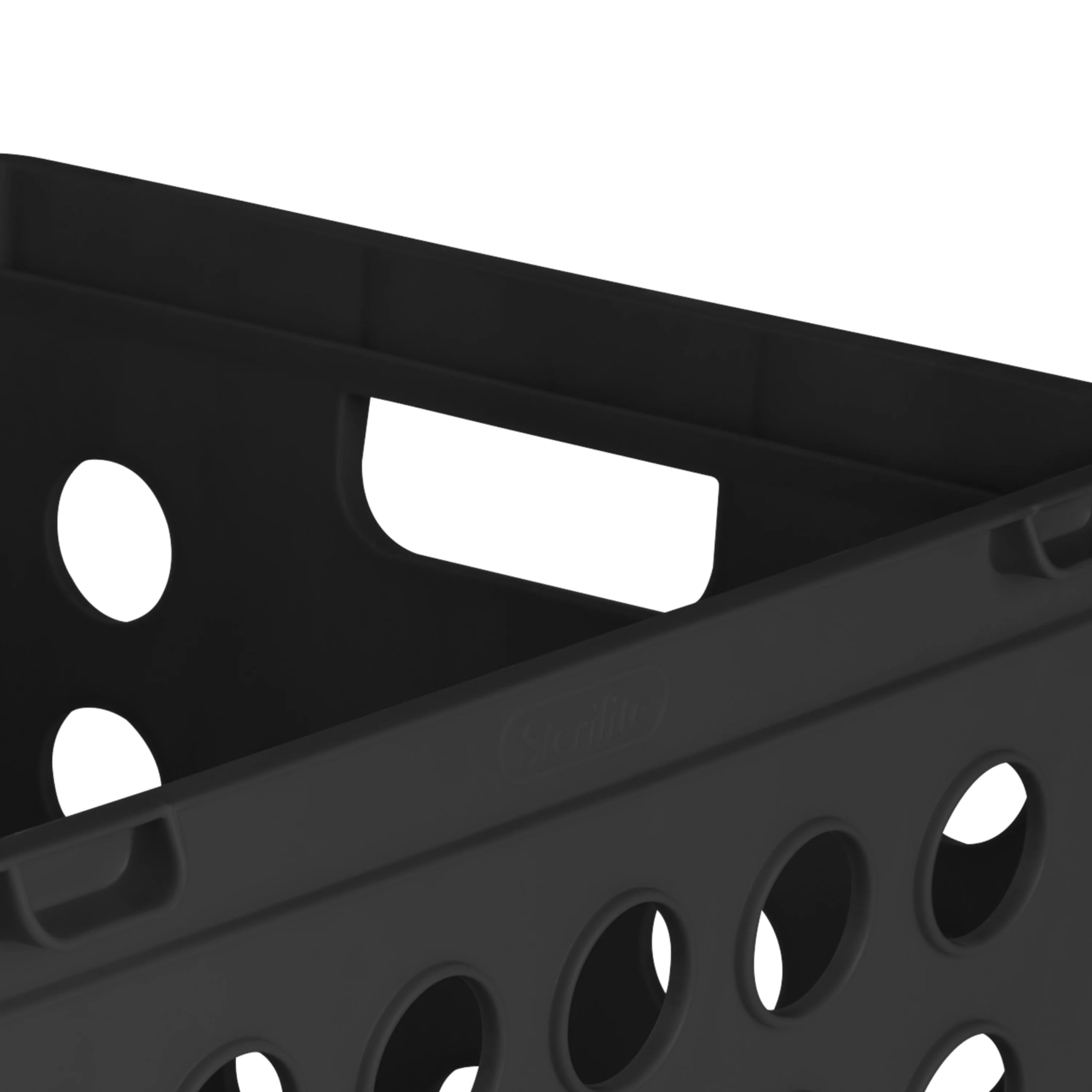 Stackable Plastic File Crate with Handles - Organizer Storage Bin for Home, Office, School & Garage - Perfect for Document Organization, Office Supplies & Household Storage (Black)