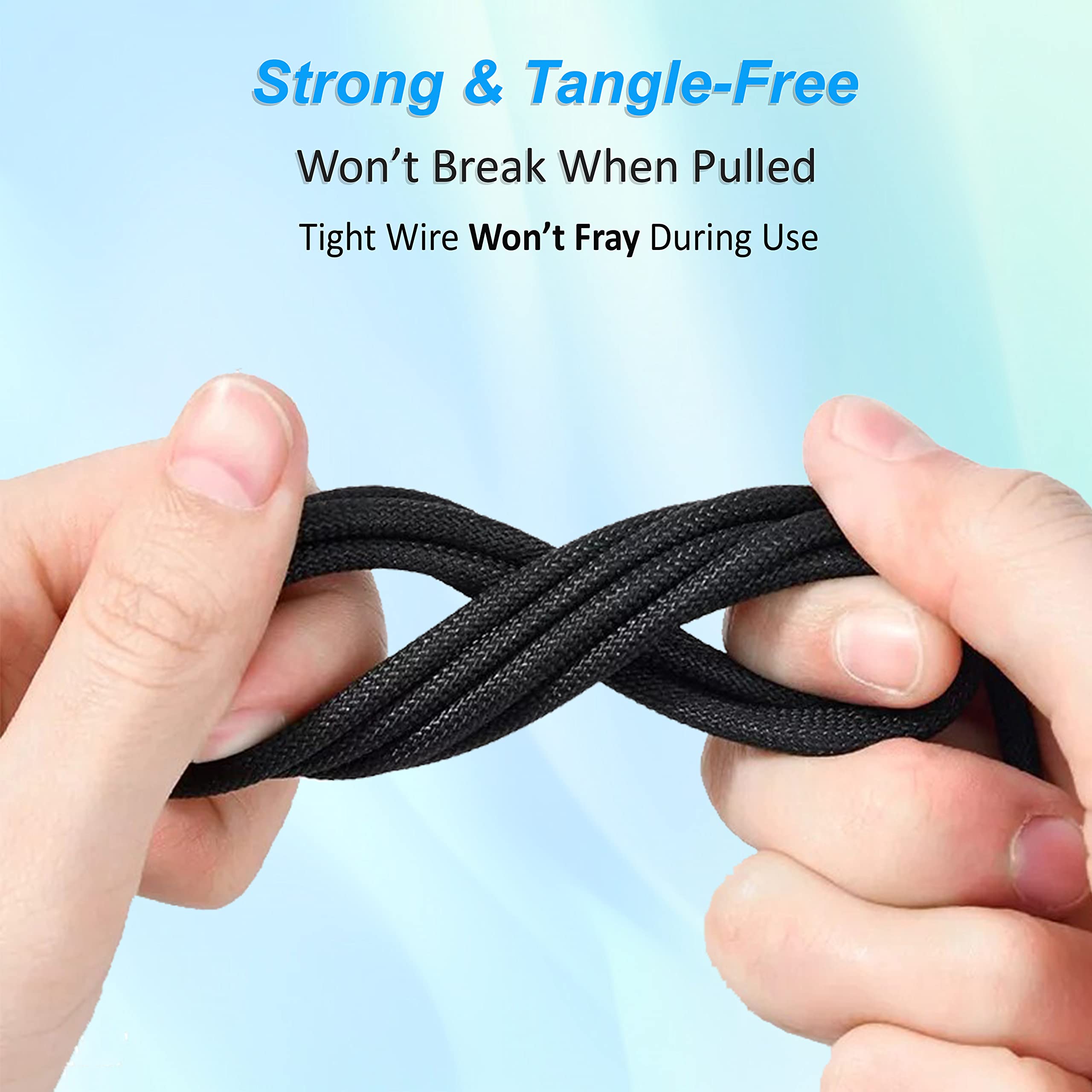 3-Pack Braided USB Fast Charging Cable 6FT - Durable Nylon Phone Charger Cord Compatible with iPhone 14/13/12/11/Pro/Xs Max/X/8/7/Plus/6S/6/SE/5S & More - Perfect for Home, Office & Travel Charging Needs