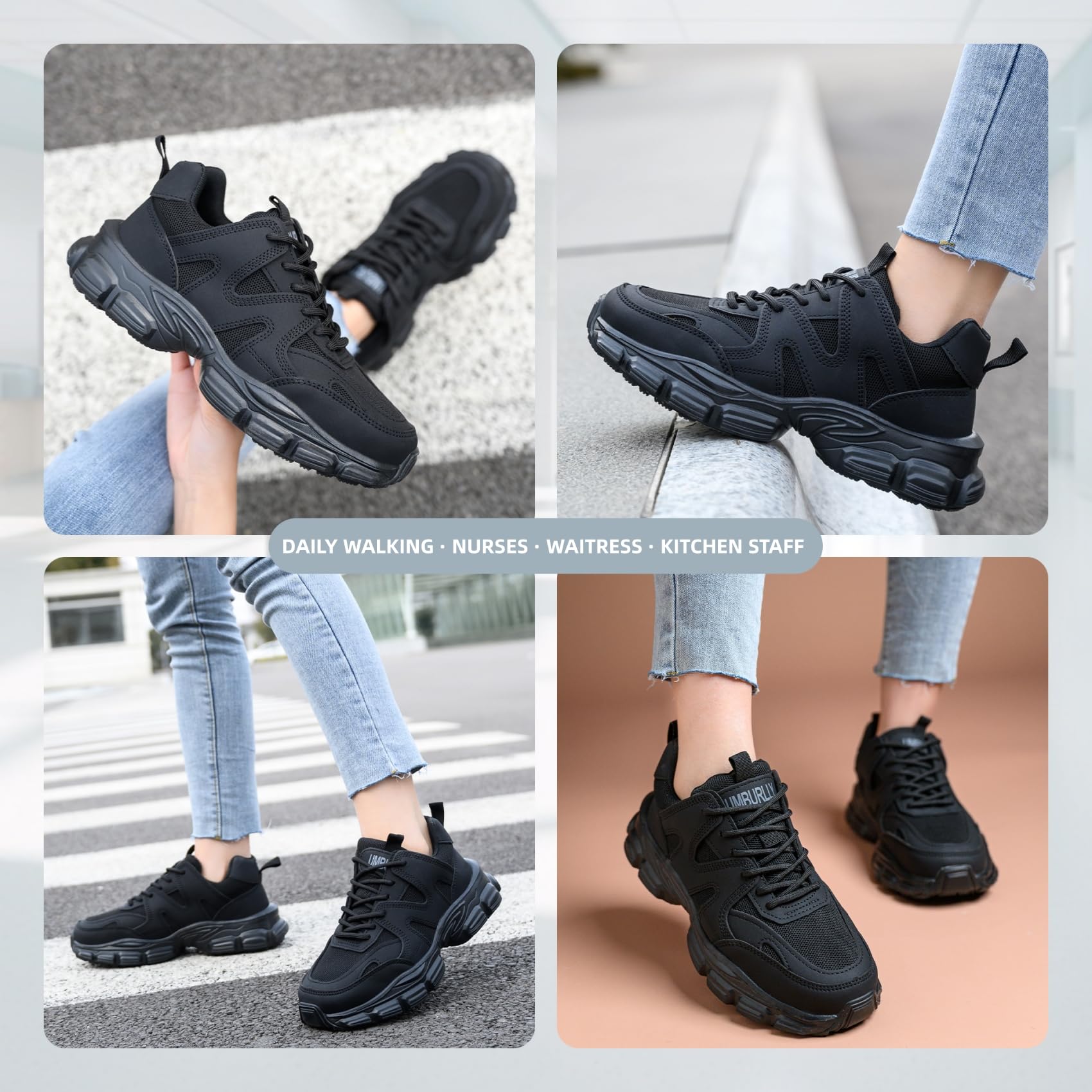 SYLPHID Women's Slip Resistant Nursing Shoes - Non-Slip Work Sneakers for Nurses, Food Service & Restaurant Workers - Comfortable Wide Width Walking Shoes for Healthcare, Kitchen & Hospital Scenes