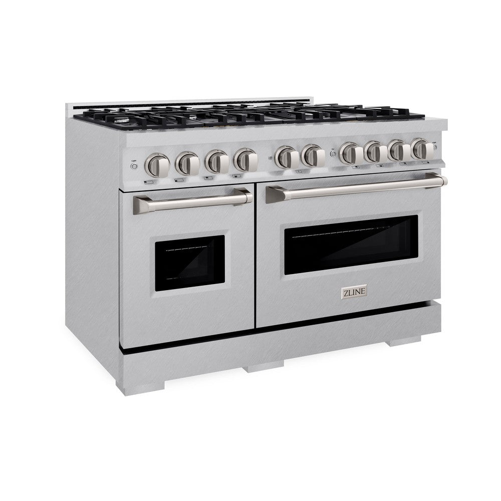 ZLINE 48-Inch 6.7 cu. ft. Classic Double Oven Dual Fuel Range with 8-Burner Gas Cooktop in Satin Stainless Steel (CDRS 48) - Perfect for Large Kitchens, Home Chefs & Entertaining