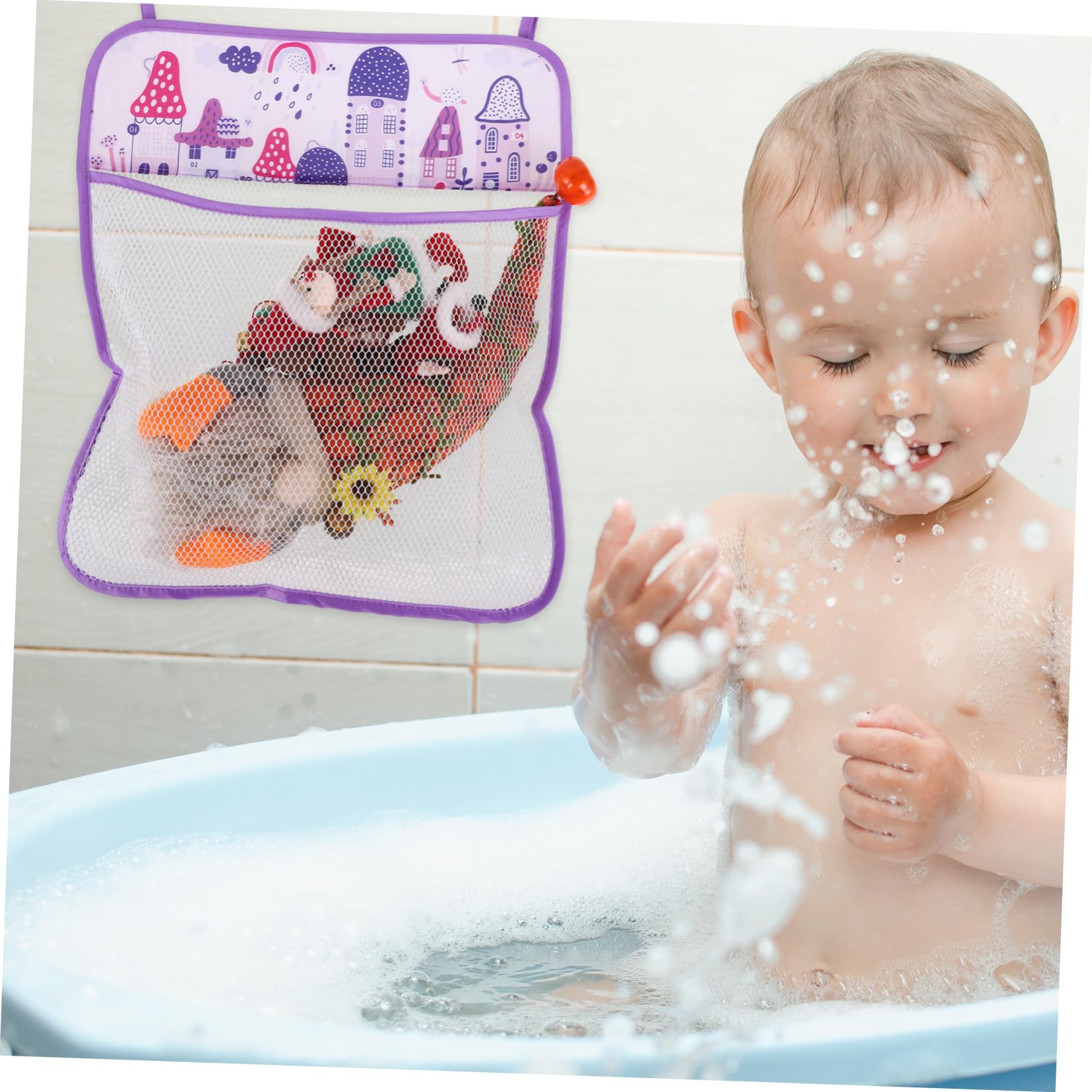 HOOTNEE Bath Toy Storage Net - Mesh Wall Hanger Organizer for Kids Bath Toys | Perfect for Toddler Bath Time Organization & Bathroom Decor