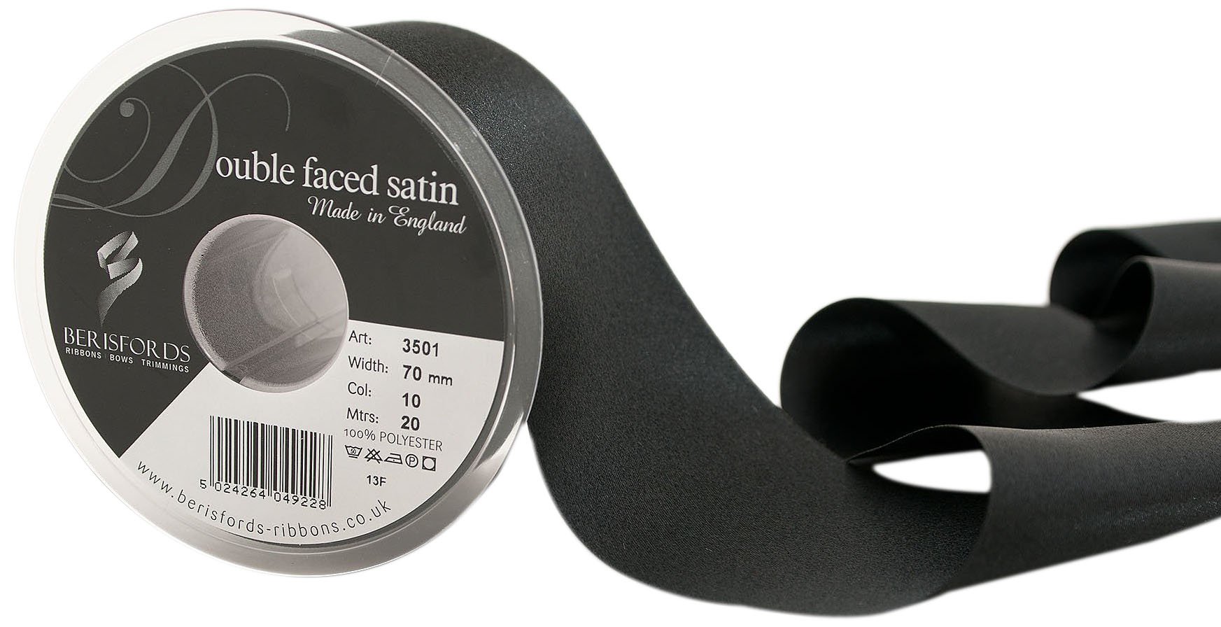 70mm Black Ribbon for Gift Wrapping, Crafts, and DIY Projects - Premium Quality Satin Ribbon for Parties, Weddings, and Home Decor