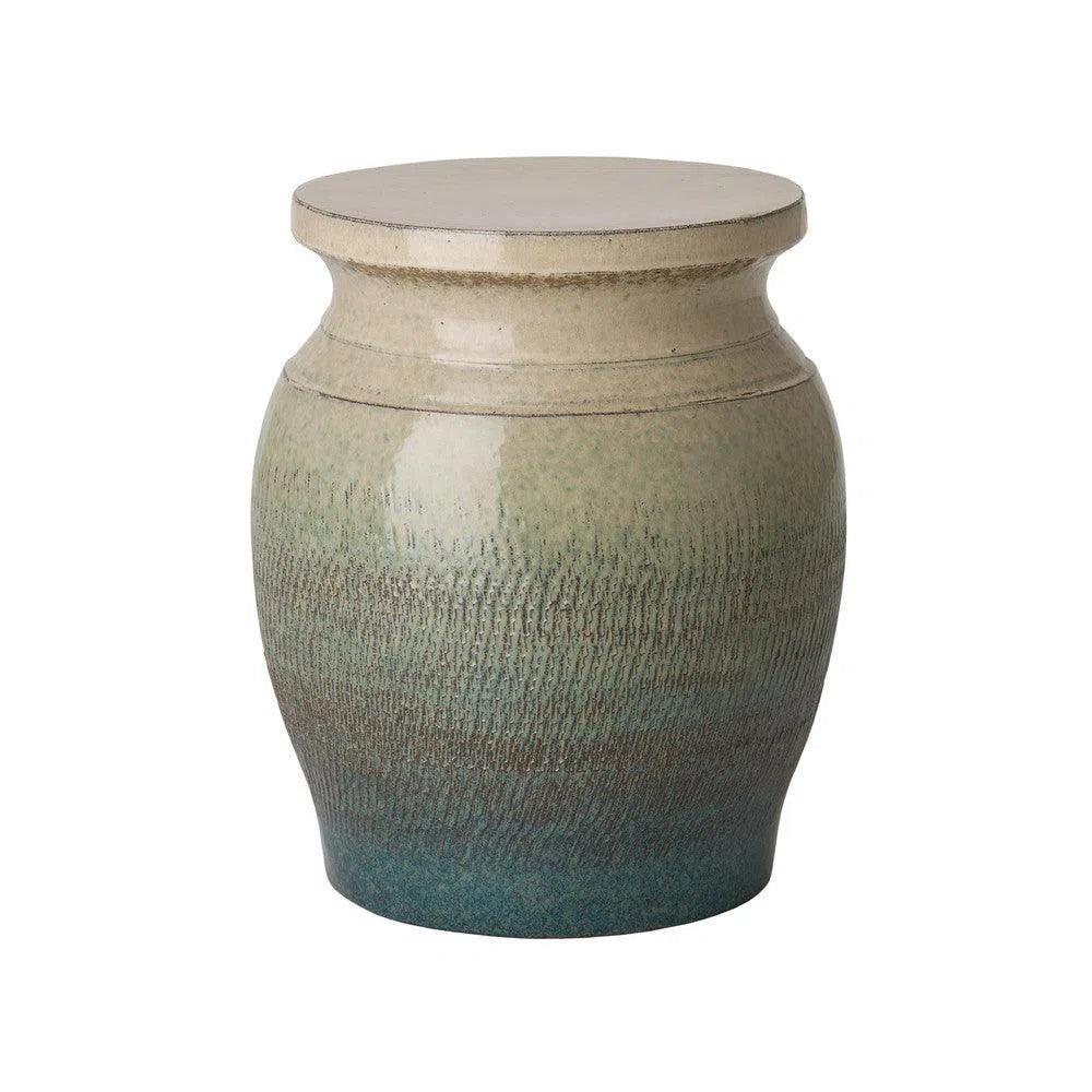 18 Inch Koji Ceramic Outdoor Garden Stool Side Table - Perfect for Patio, Deck, Poolside & Backyard Decor