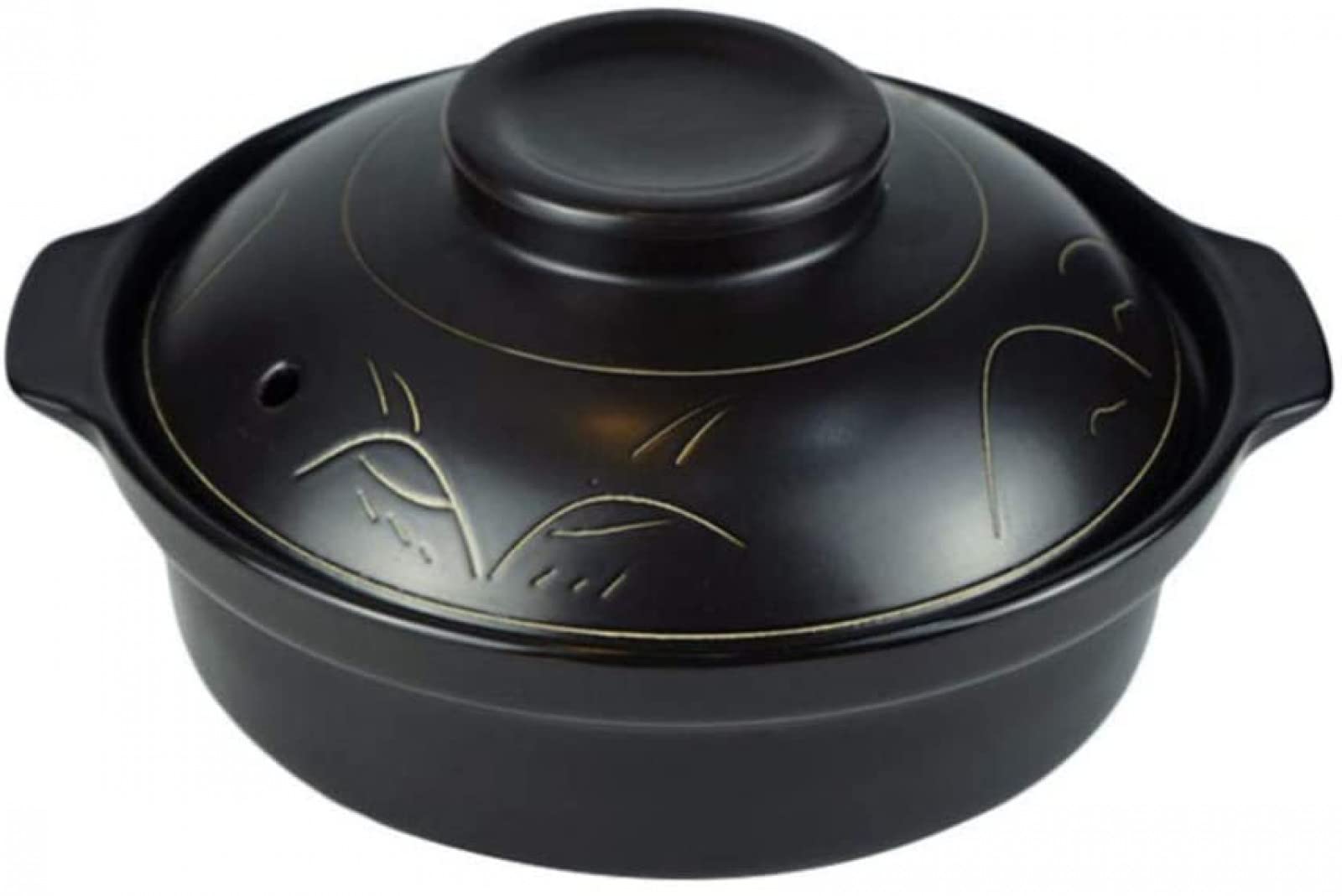 YUYAXBS Japanese Donabe Ceramic Hot Pot - 2L Heat-Resistant Clay Casserole with Lid - Traditional Earthenware for Stewing, Soup Making & Noodle Cooking - Perfect for Japanese Hot Pot, Sukiyaki & Home Dining