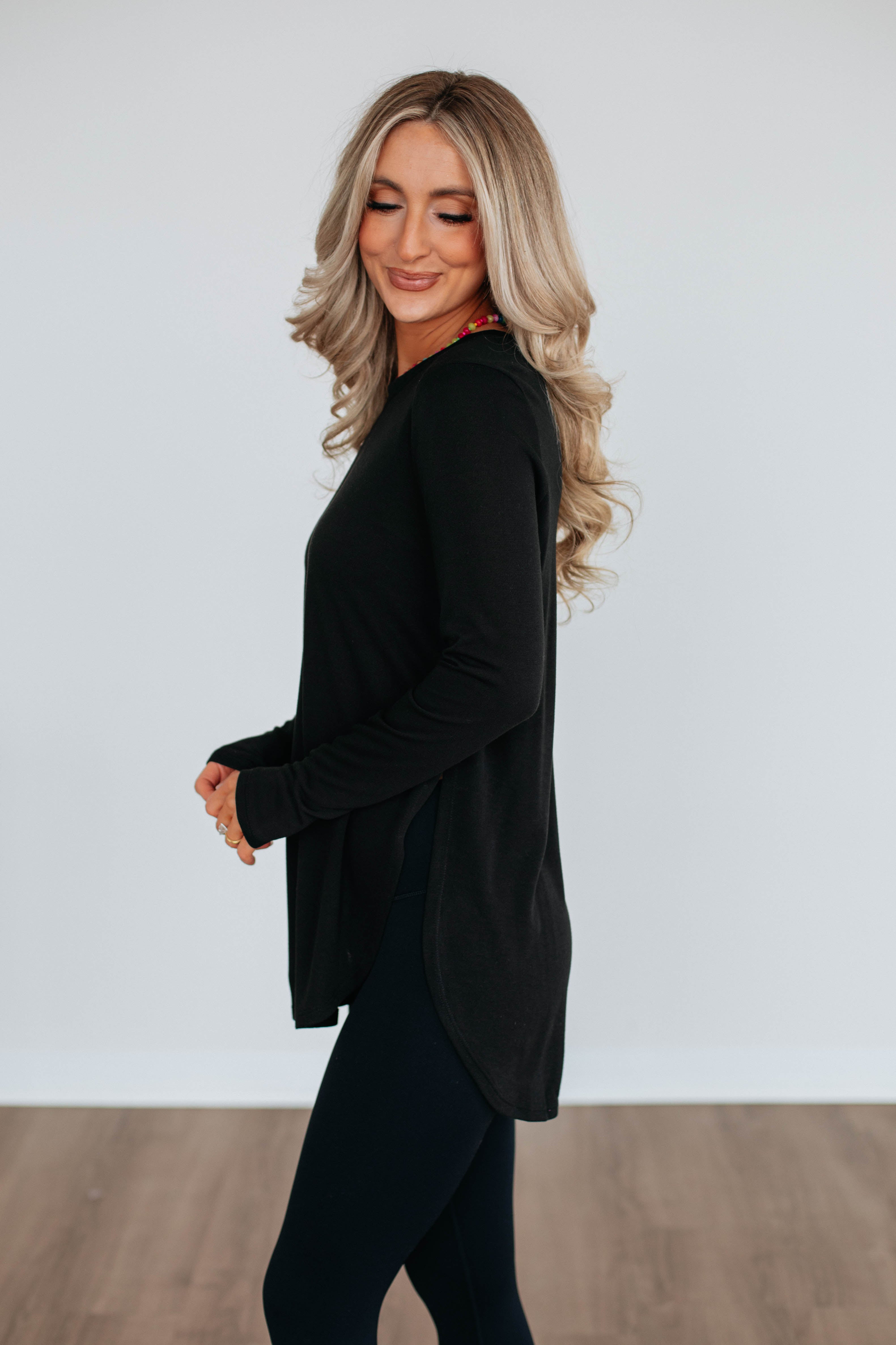 Jardin Women's Long Sleeve T-Shirt - Soft Cotton Casual Top in Black | Perfect for Everyday Wear, Office & Date Nights