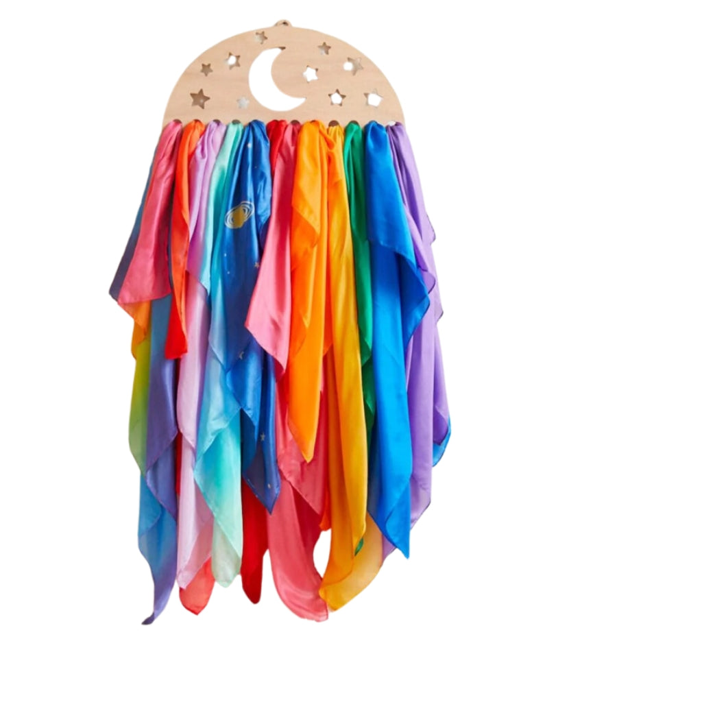 Premium Wooden Star Display Stand for Playsilks - Large Natural Wood Toy Organizer | Perfect for Waldorf Play, Classroom Decor & Kids' Room Storage