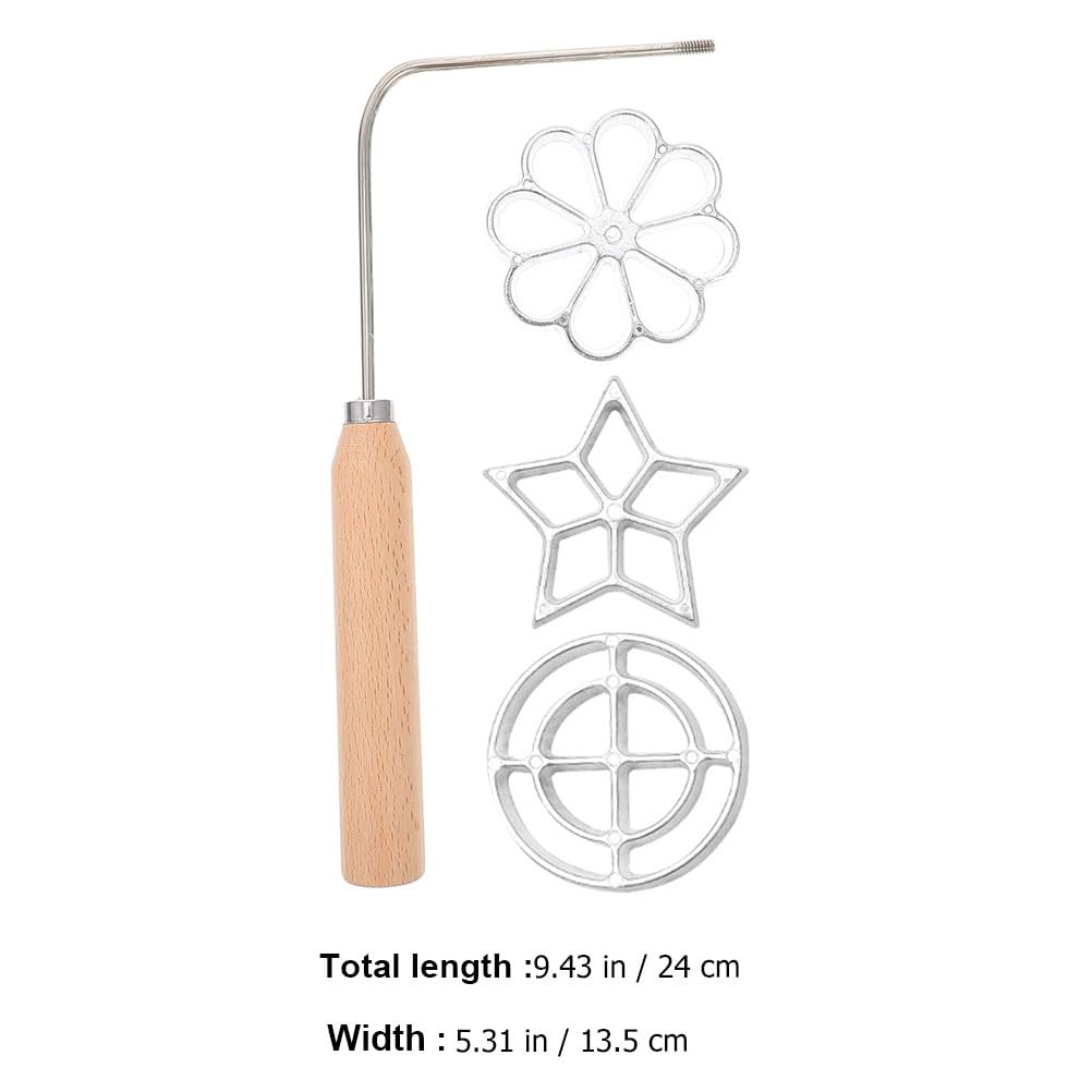 HEMOTON 1 Set Bunuelos Mold with Handle - Rosette & Lotus Flower Cookie Maker, Aluminum Waffle & Achappam Mold Set - Perfect for Making Traditional Rosette Bunuelos, Waffles and Festive Cookies at Home