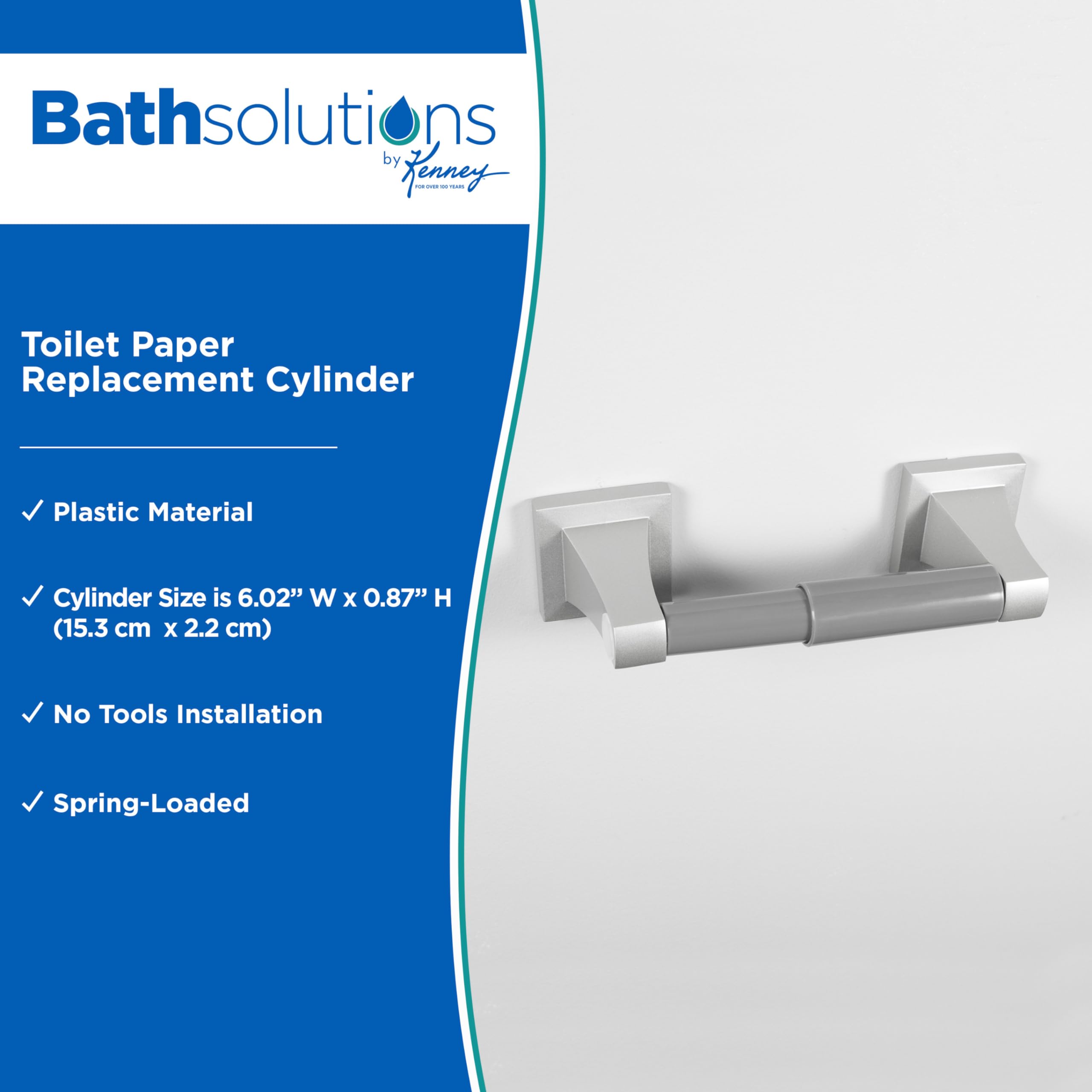 Kenney Toilet Paper Replacement Cylinder - Gray Bathroom Tissue Holder Core for Commercial & Home Use - Perfect for Restrooms, Offices, and Household Bathrooms