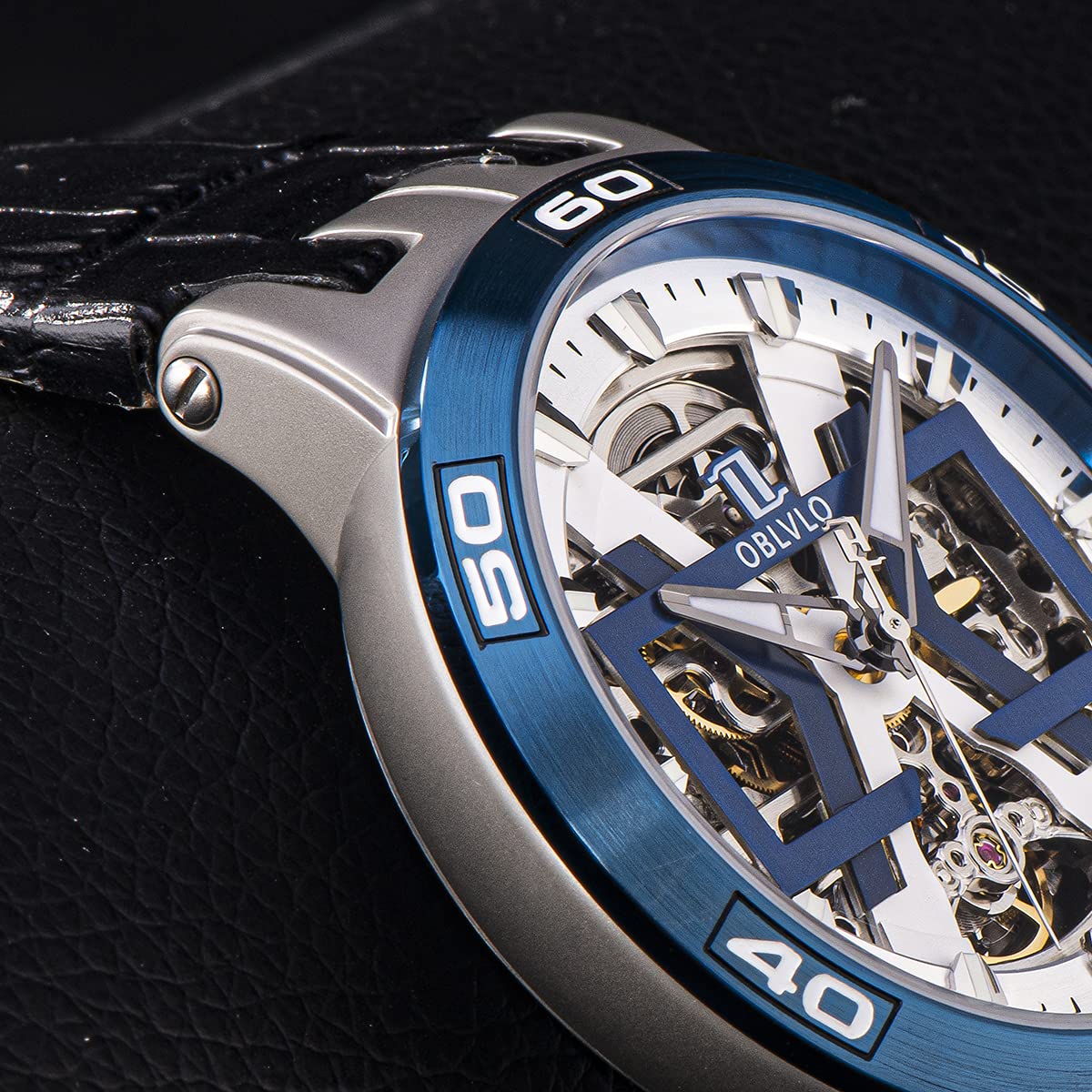 Men's Automatic Skeleton Dial Watch - Waterproof Leather Strap Sport Watch for Business, Casual & Outdoor Activities | UM1