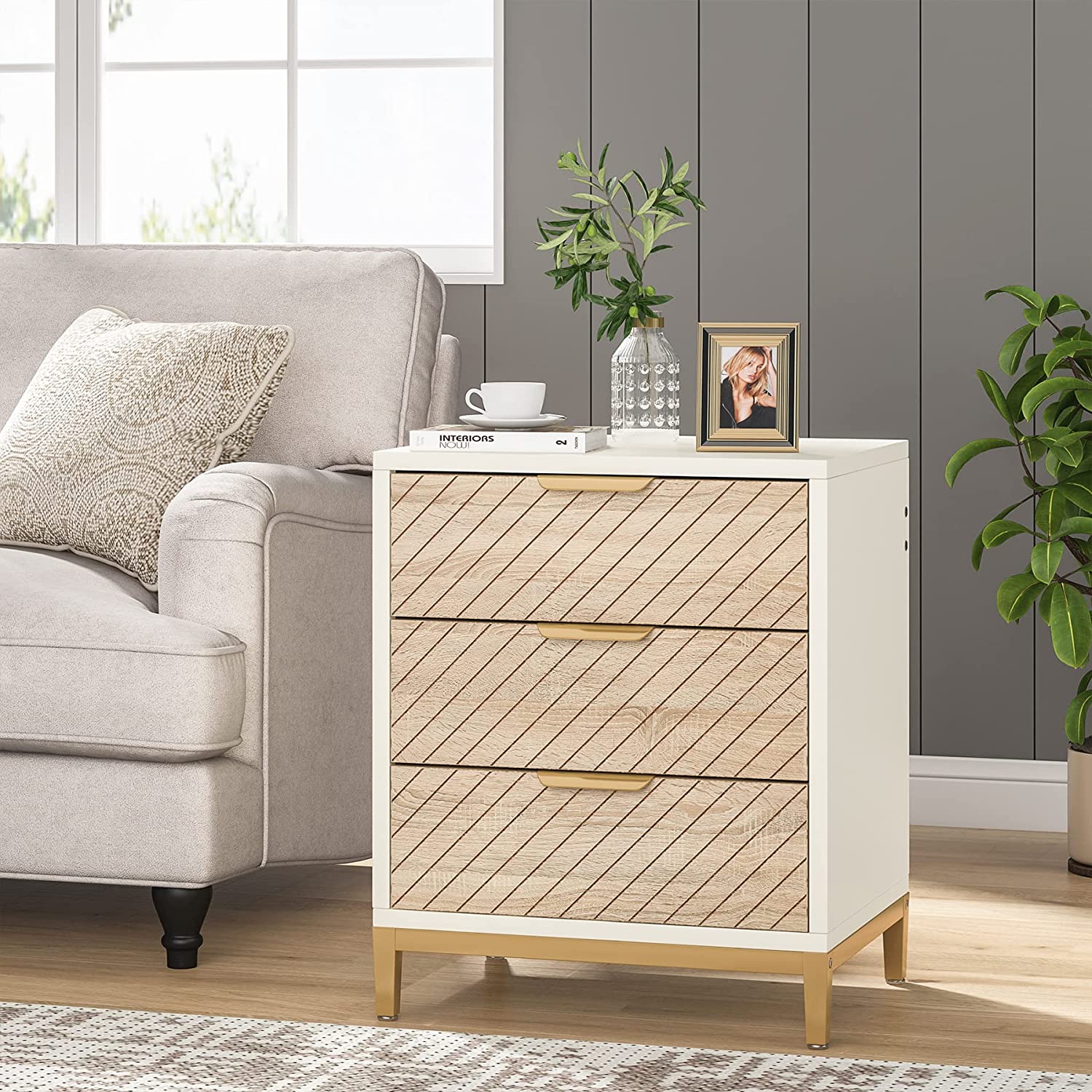 3 Drawer Nightstand - Modern Bedside End Table with Storage for Bedroom, Living Room, or Guest Room - Perfect for Organizing Essentials, Books, and Decor