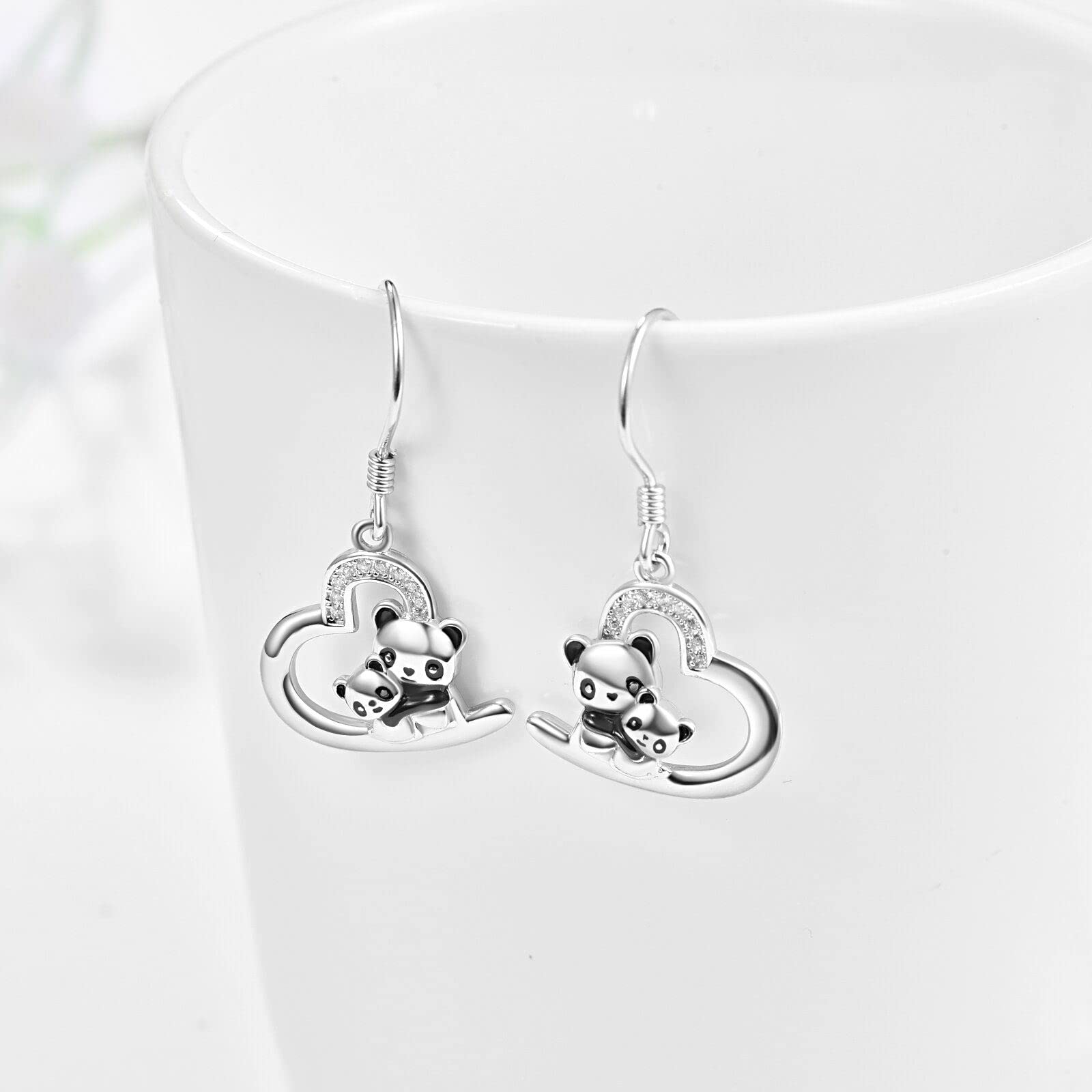 925 Sterling Silver Panda Stud Earrings - Cute Animal Jewelry Drop Earrings for Women | Perfect Birthday Gift, Everyday Wear & Special Occasions