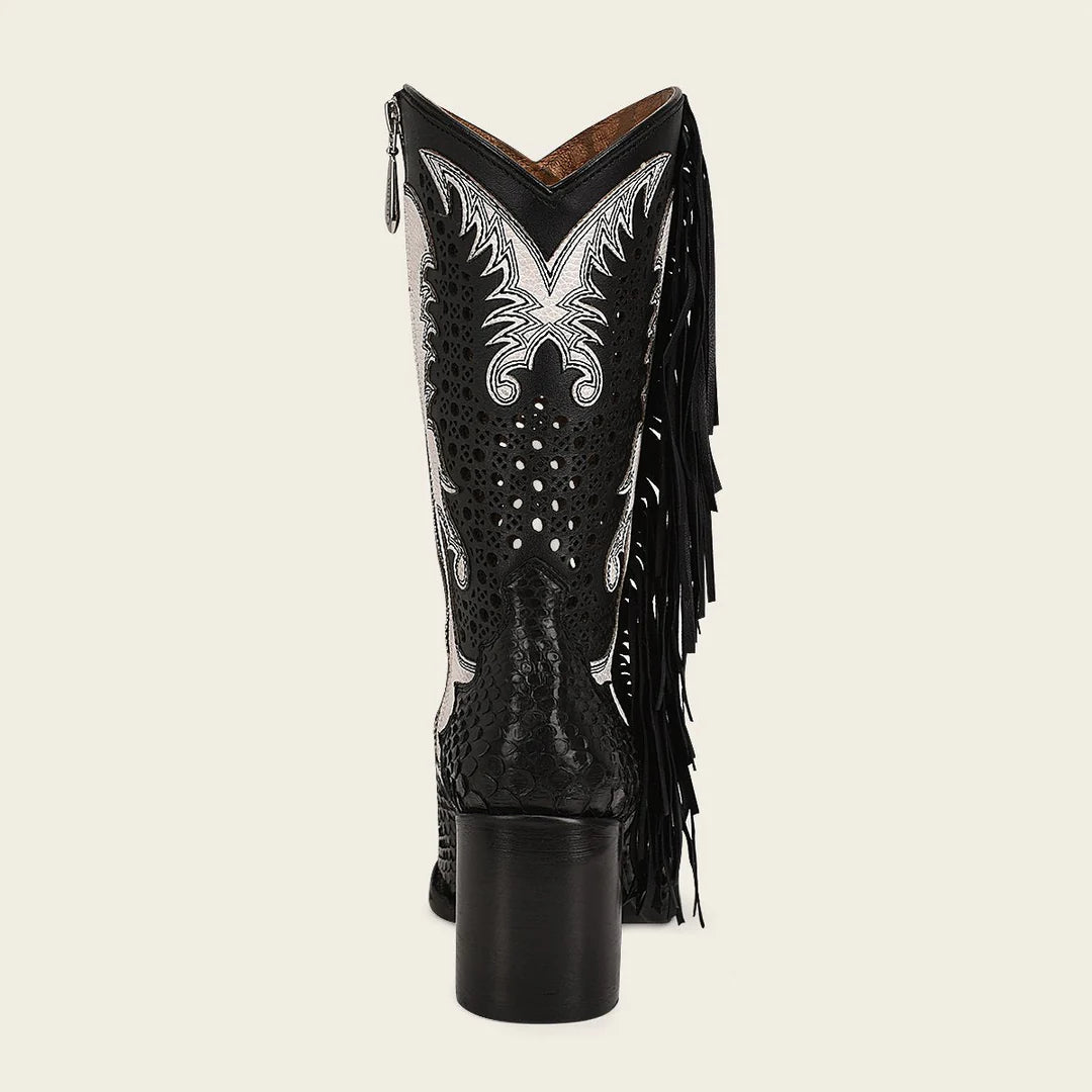 Stylish Black Western Fashion Python Skin Boots for Women - Perfect for Cowgirl Outfits & Country Dance Parties