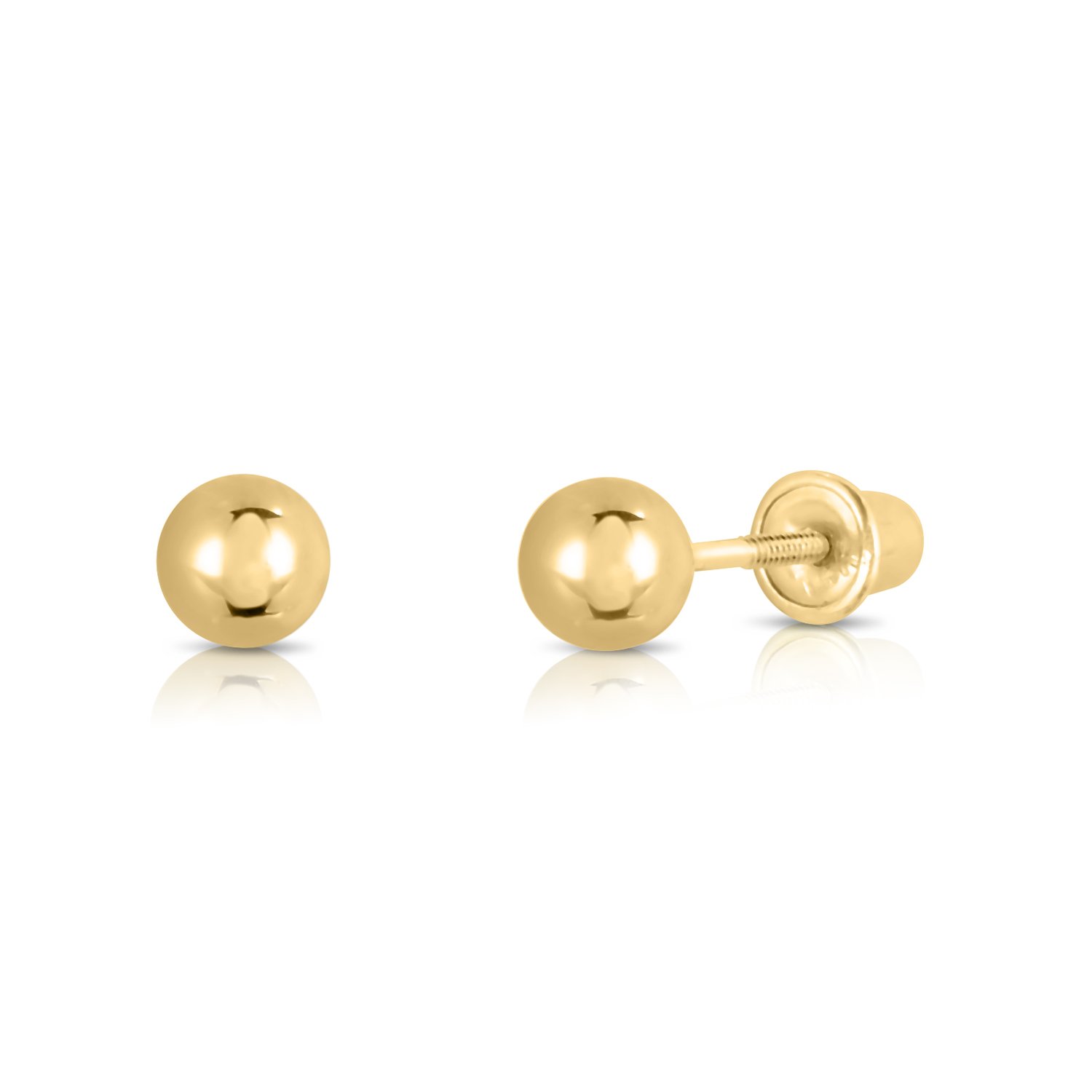 14K Yellow Gold Ball Stud Earrings with Secure Screw Backs - Perfect for Everyday Wear, Gifts & Special Occasions