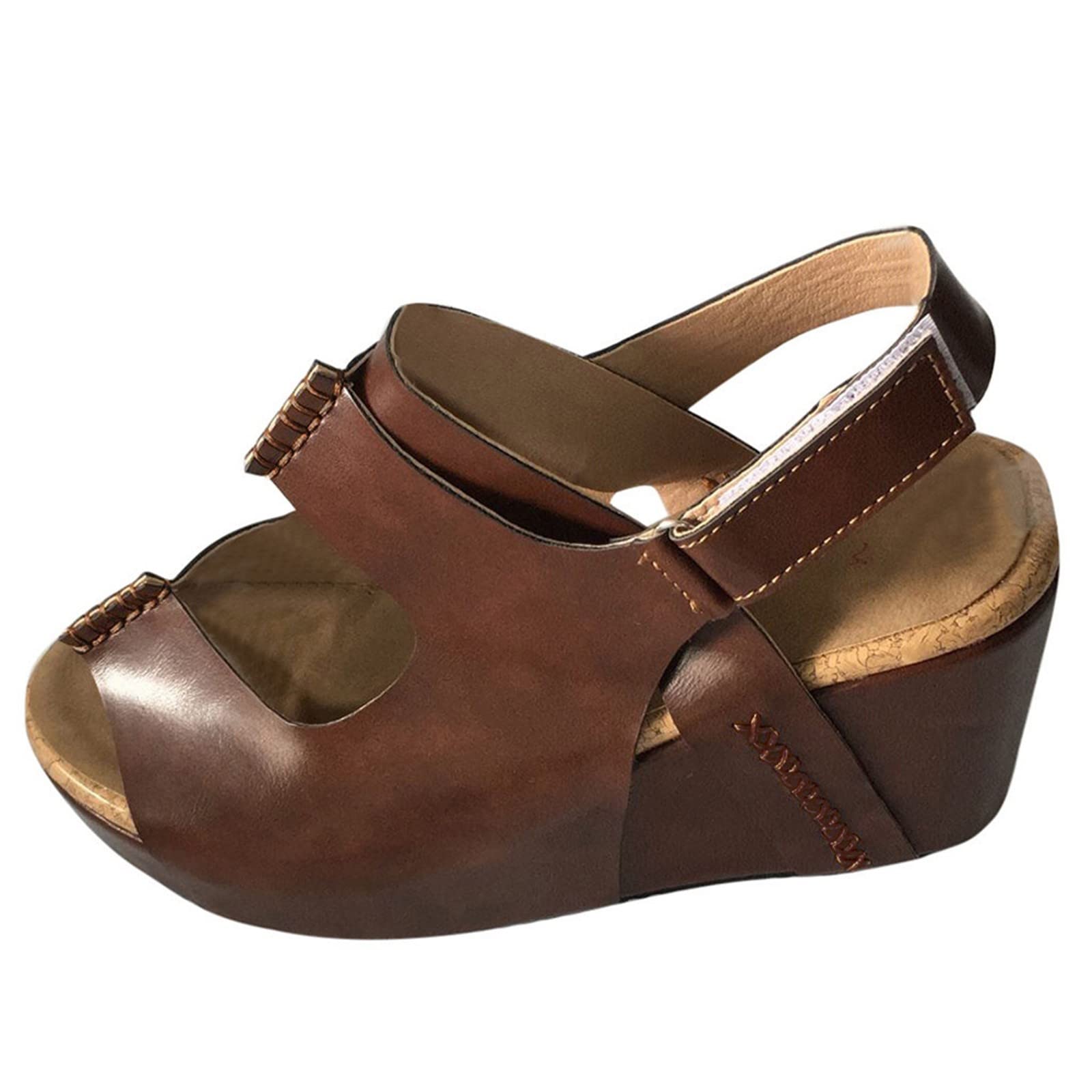 Breathable Open Toe Wedge Sandals for Women - Comfortable Casual Beach Shoes in Black, Size 7 | Perfect for Summer Outings, Vacations & Walking Comfort