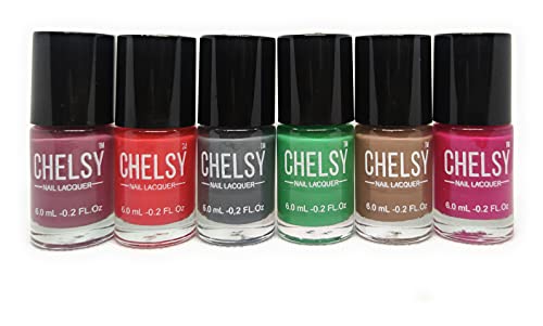 Chelsy Glossy Nail Polish Set - 6 Colors (6ml Each) | Evergreen Collection | Long Lasting & Chip Resistant | Perfect for Manicures, Pedicures & Nail Art