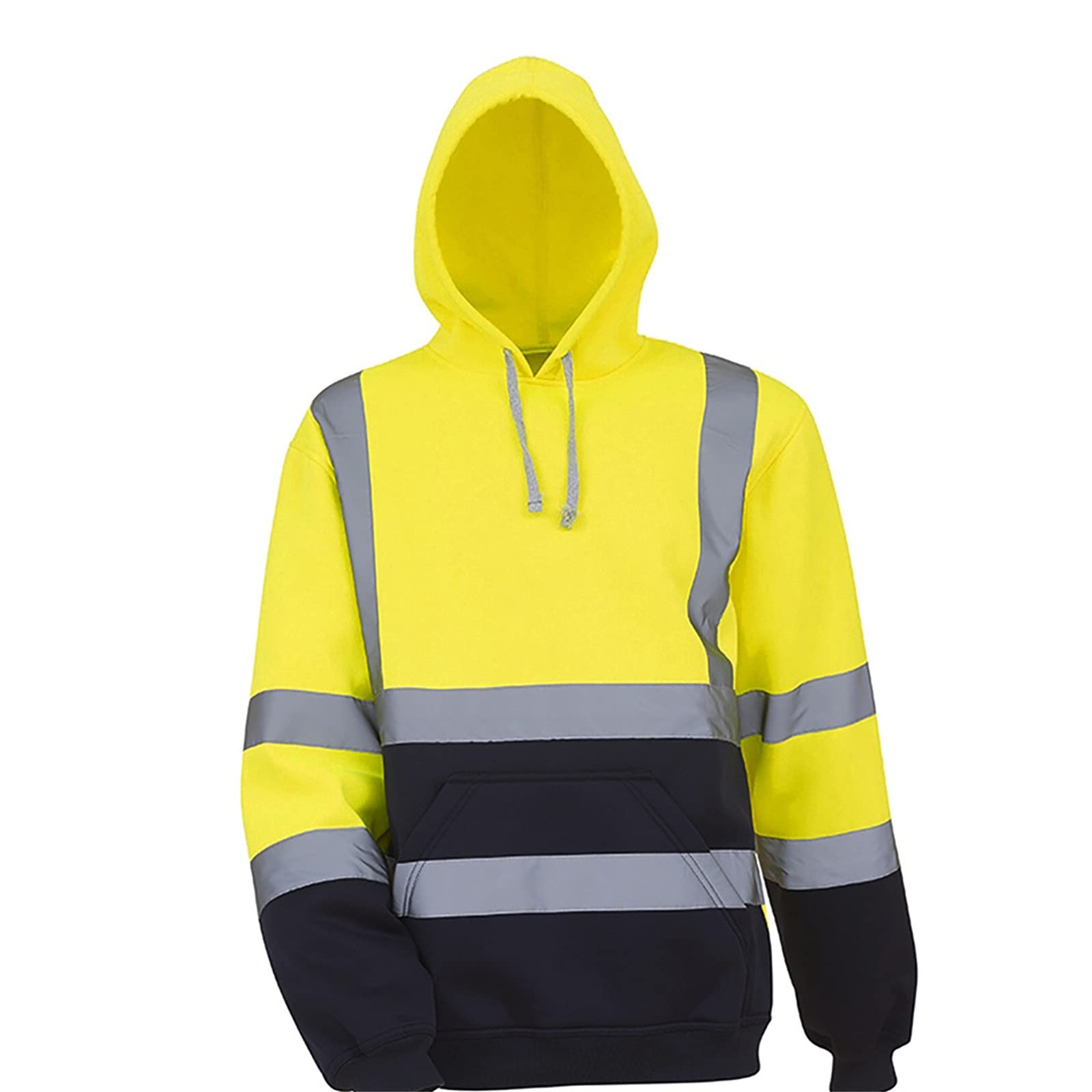 Men's Reflective Hooded Sweatshirt - Soft Plush Fleece Pullover with Kangaroo Pocket | Lightweight Athletic Jacket for Running, Cycling & Outdoor Activities