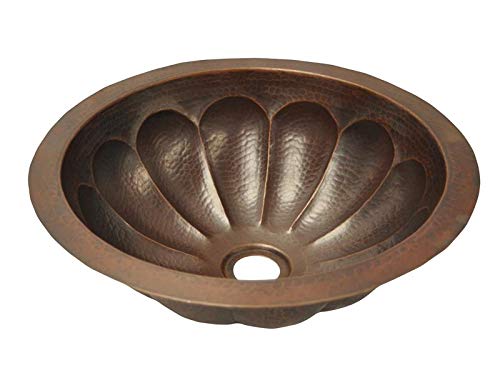 CRS-PK-15-RL-MA Matte Copper Round Bathroom Sink with Pumpkin Design - Vintage Farmhouse Style for Bathroom Vanity & Powder Room Decor