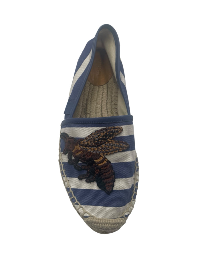 Gucci Embroidered Bee Striped Espadrilles for Women - Size 37 (US 7) | Stylish Summer Flats for Casual Outings, Beach Vacations & Fashionable Everyday Wear