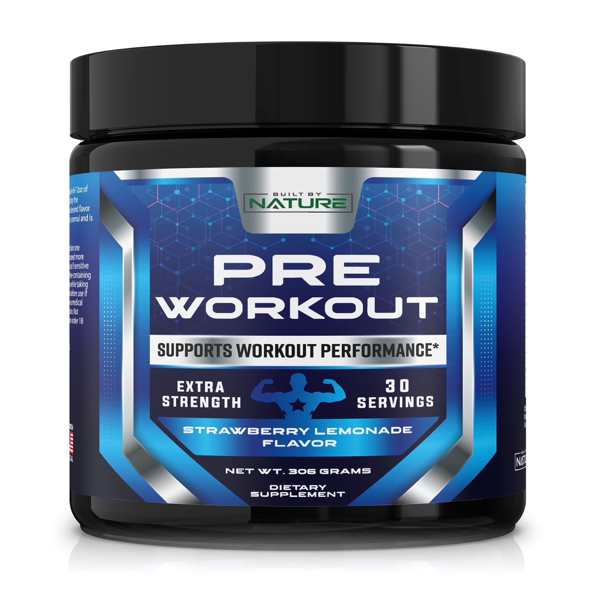 Pre Workout Powder with Caffeine & Beta Alanine - Energy Boost for Gym & Fitness, 30 Servings