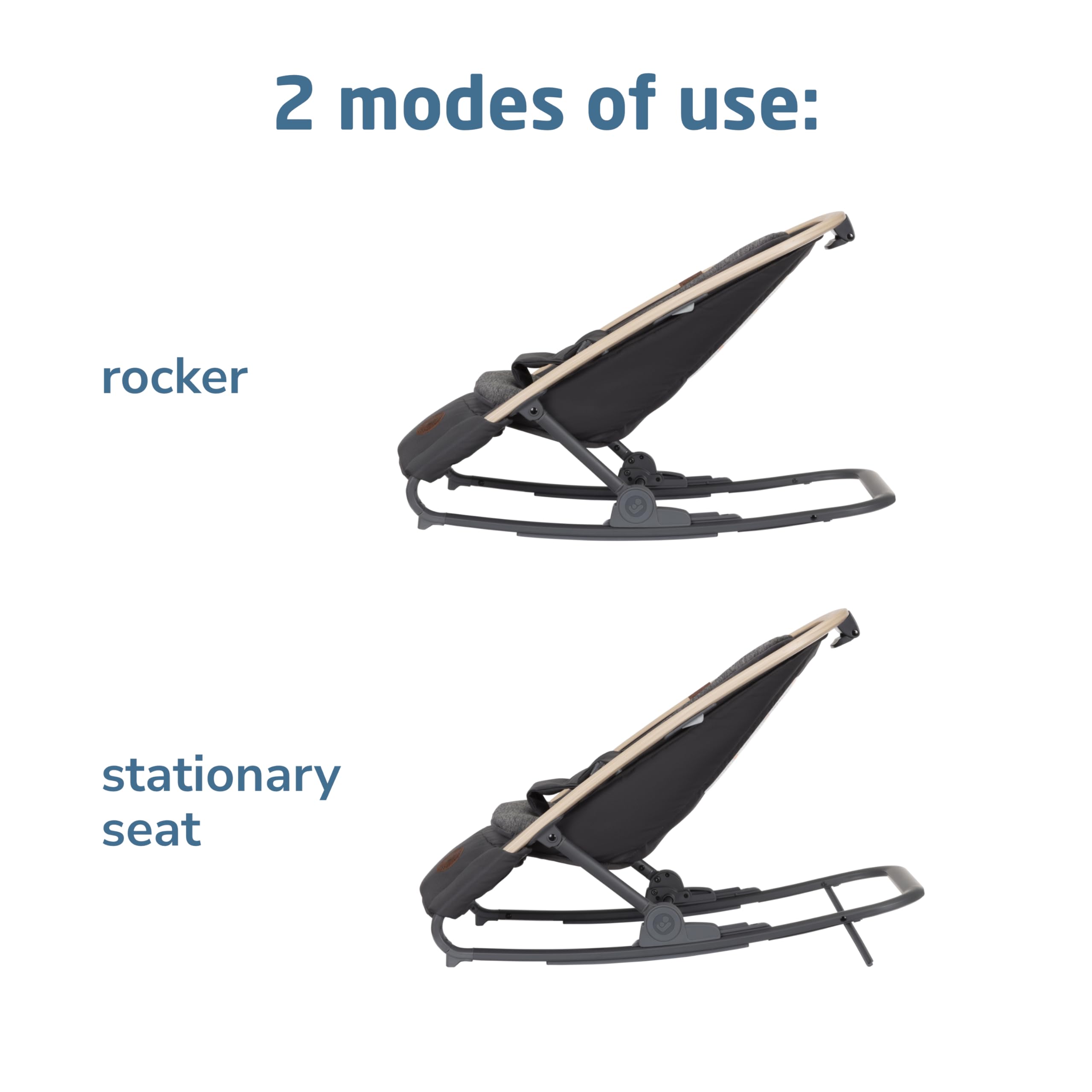 Maxi-Cosi Kori 2-in-1 Baby Bouncer & Rocker Chair for Infants - Portable Infant Seat with Adjustable Recline, Classic Graphite - Perfect for Nursery, Travel & Soothing Newborns