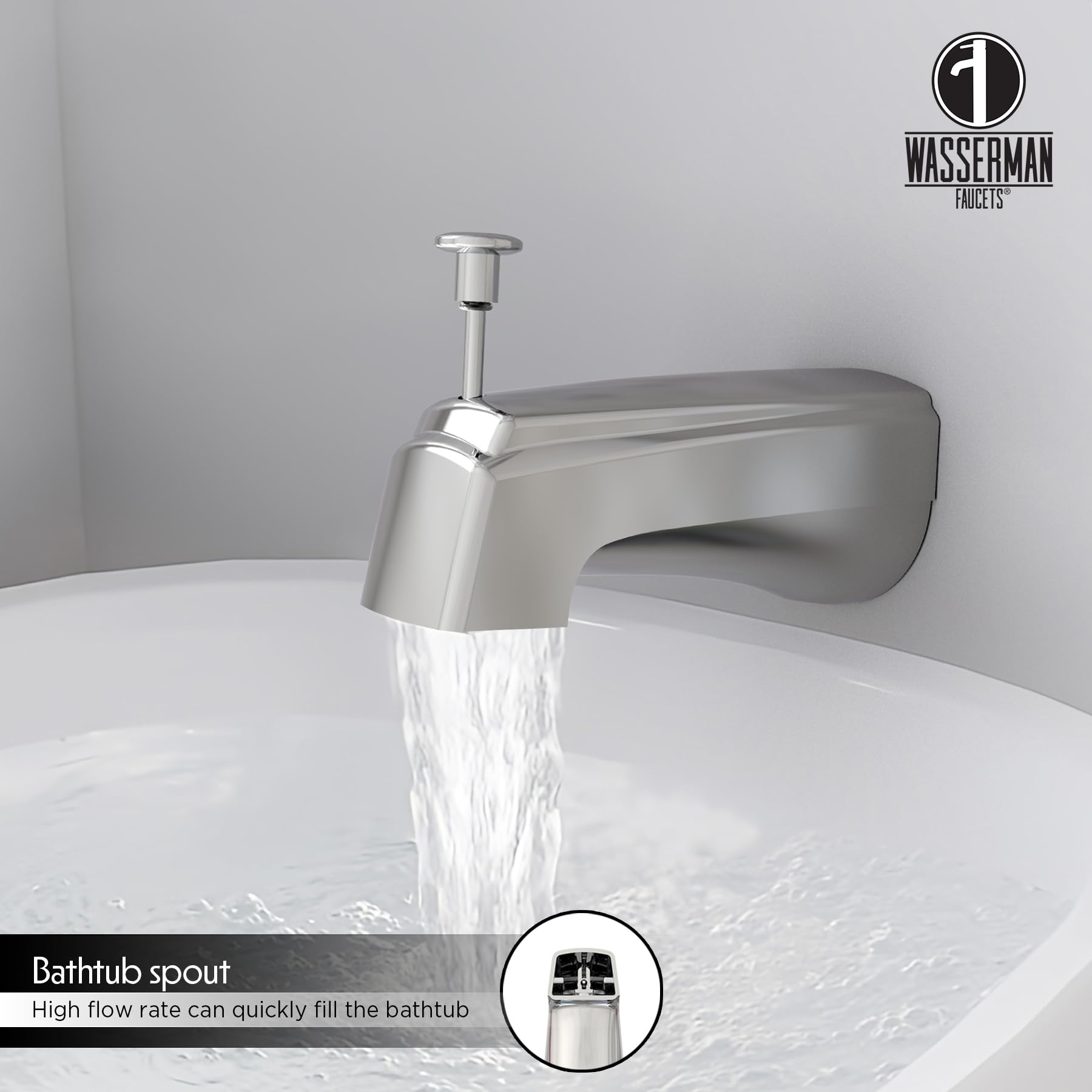 Hybrid Pressure Balancing Bath and Shower Faucet Set with Valve, Shower Head, Single Handle & Tub Spout (Wasserman 90236040) - Perfect for Bathroom Renovation & Modern Home Upgrade