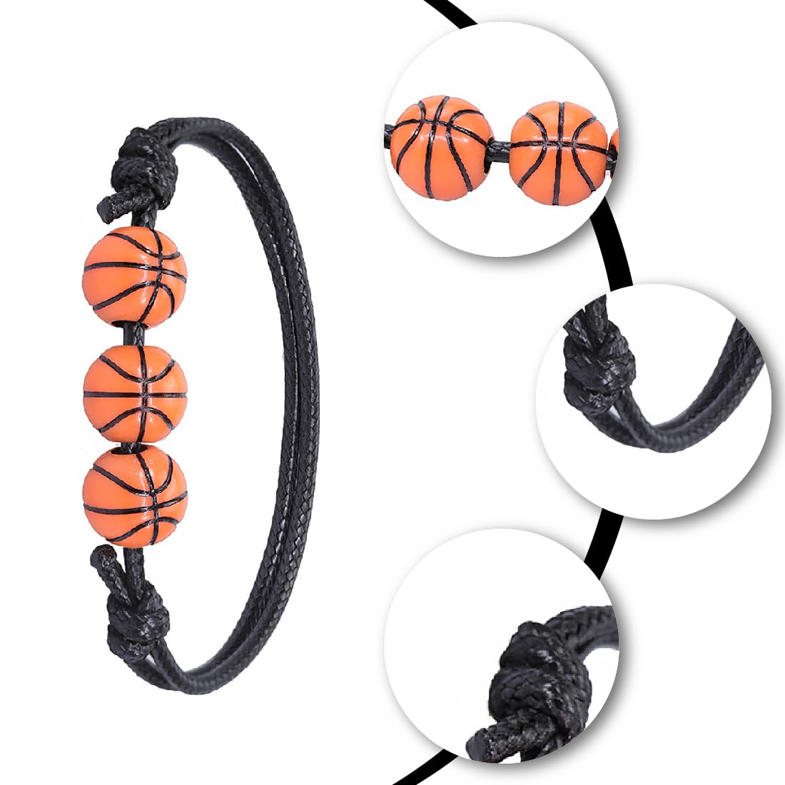 Adjustable Braided Basketball Bracelets - 15pcs for Kids, Teens & Adults - Team Sports & Party Gifts
