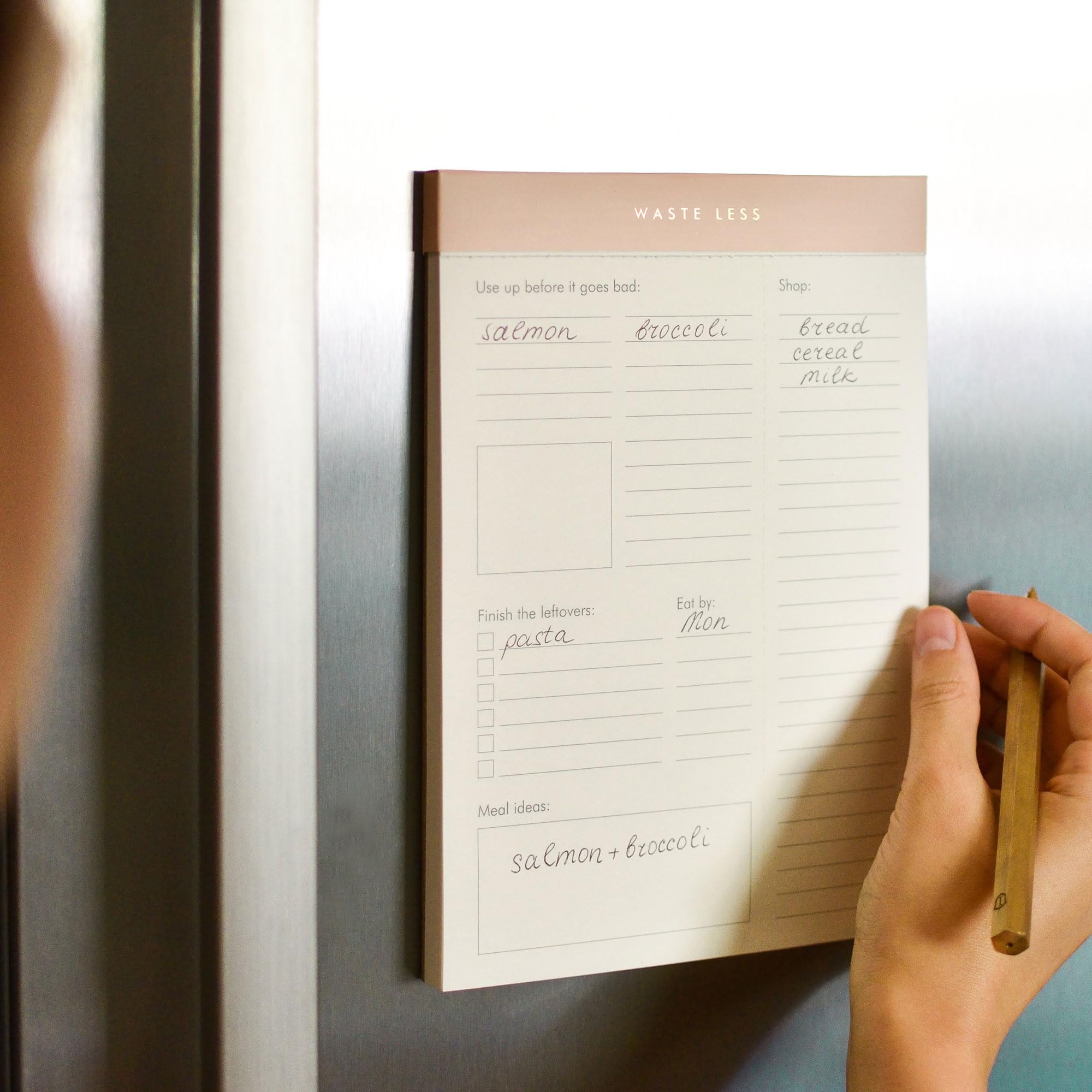 Eco-Friendly Magnetic Meal Planner & Grocery List Pad - 52 Tear-Off Pages (8x6 Inches) | Reduce Food Waste & Track Perishables | Perfect for Kitchen Organization & Smart Shopping