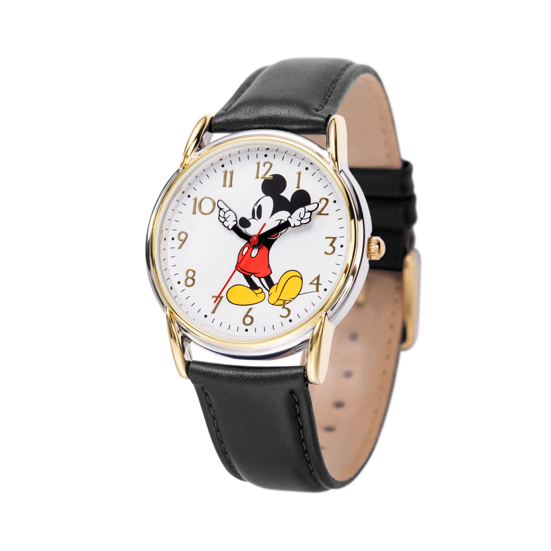 Disney Mickey Mouse Watch for Adults - Leather Strap Quartz Analog for Daily Wear