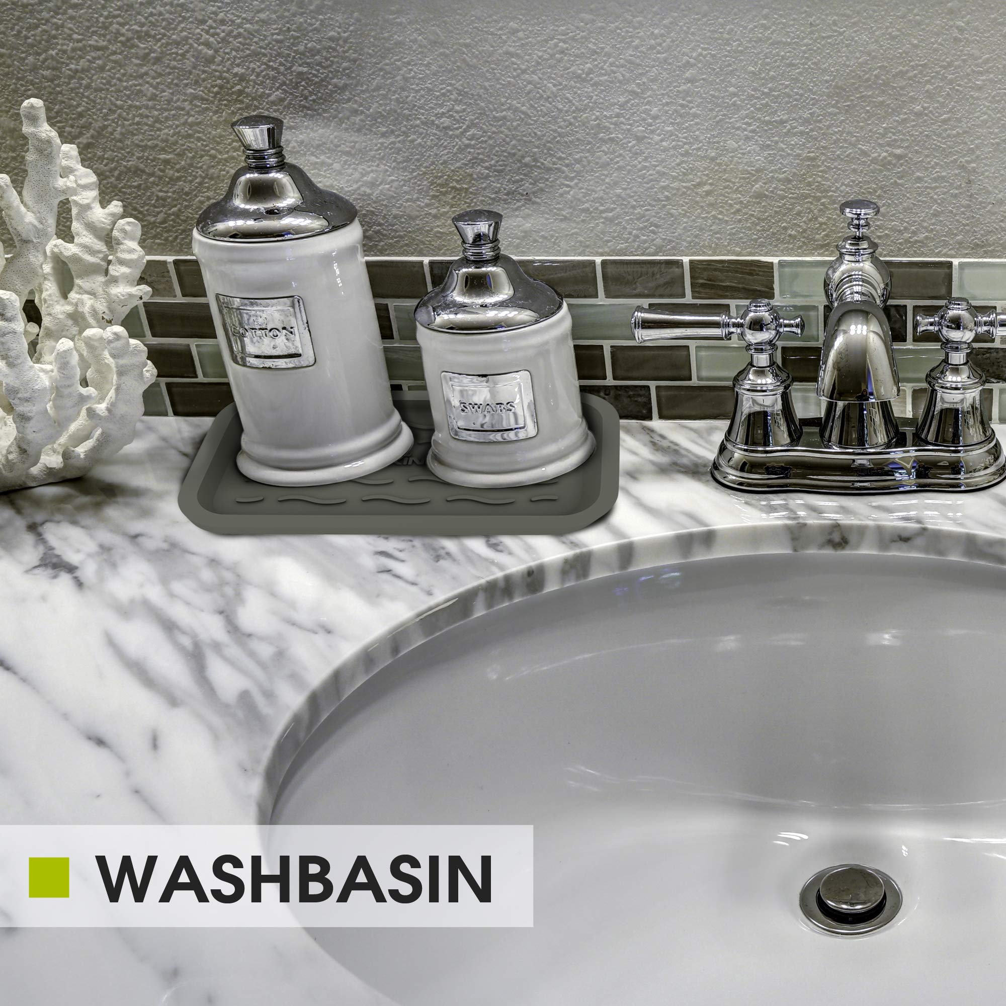 Premium Silicone Sponge Holder & Soap Dispenser Organizer - Non-Slip Kitchen Sink Tray for Sponges, Scrubbers & Cleaning Tools - Durable Sink Caddy with Drainage Holes - Perfect for Kitchen, Bathroom & RV Use