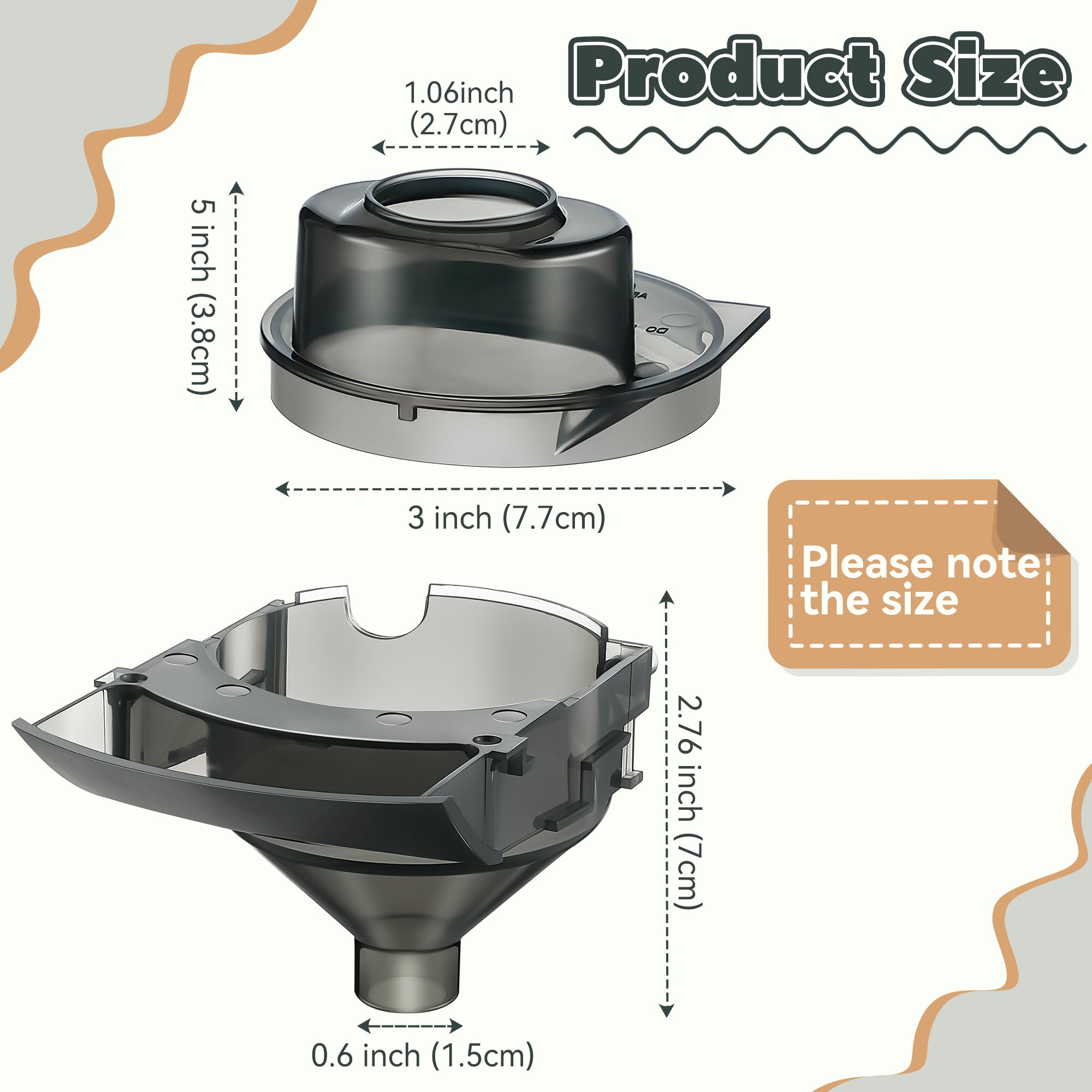 Baby Brezza Formula Dispenser Replacement Funnel & Cover Set (Grey) - Compatible with Baby Brezza Machines - Perfect for Quick & Mess-Free Bottle Feeding at Home or On-the-Go