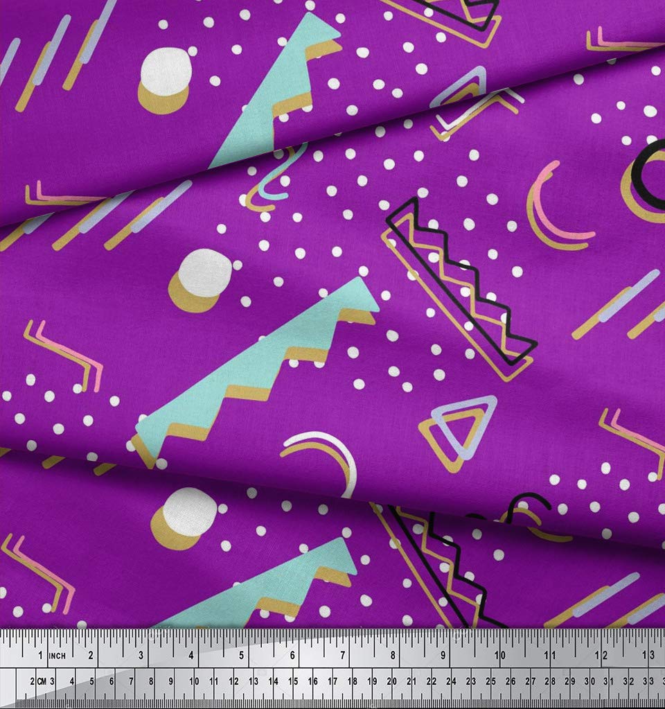 Soimoi Moss Georgette Purple Fabric by The Yard - 42 Inch Wide Abstract Dots Print Fabric for Dresses, Curtains & DIY Crafts - Artistic Contemporary Floral Pattern Fabric for Sewing Projects