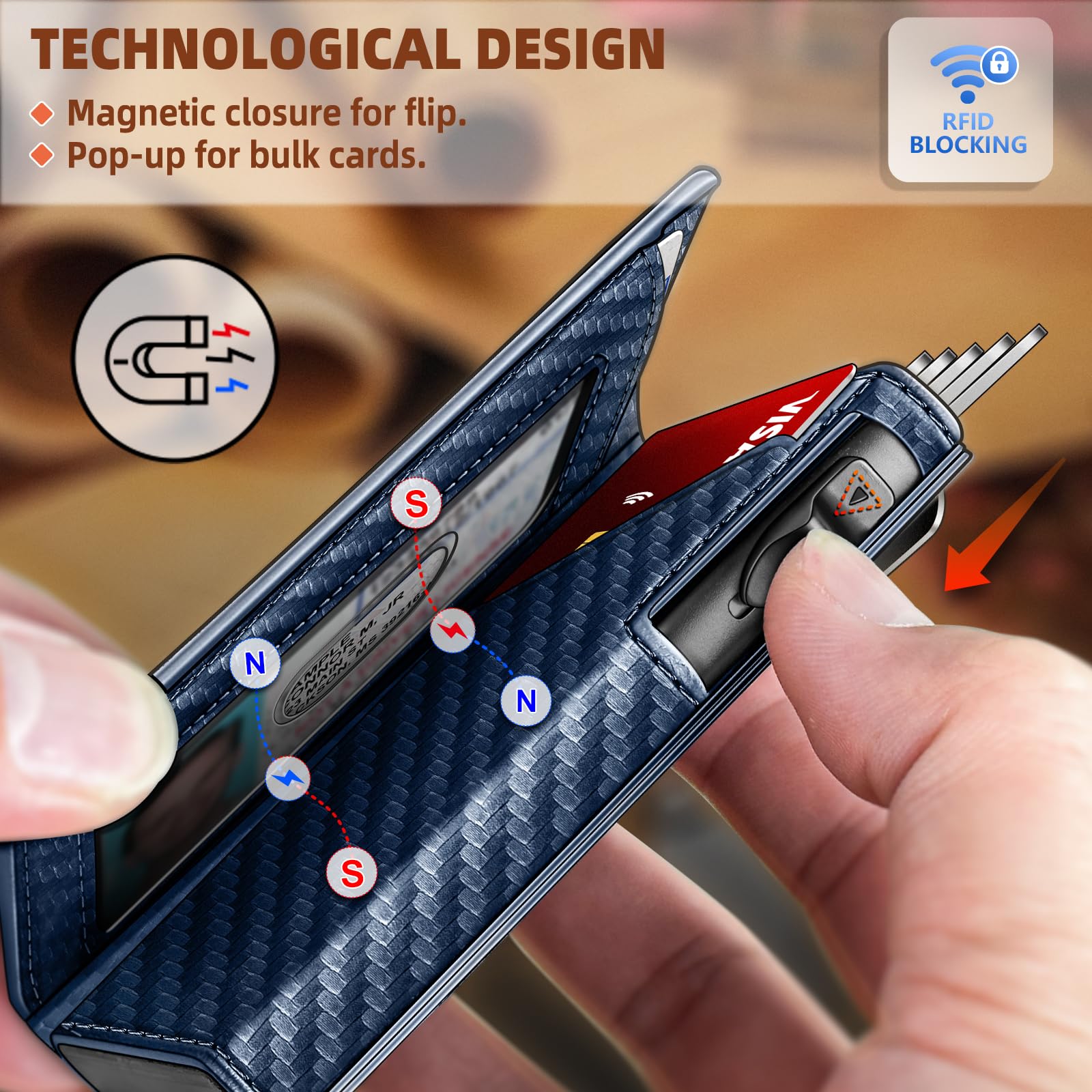 BULLIANT Slim Money Clip Wallet for Men - RFID Blocking Metal Credit Card Holder with Magnetic Flip Shell (Holds 9 Cards & Airtag) - Perfect Gift for Dad, Husband & Business Professionals - Everyday Carry & Travel Essential