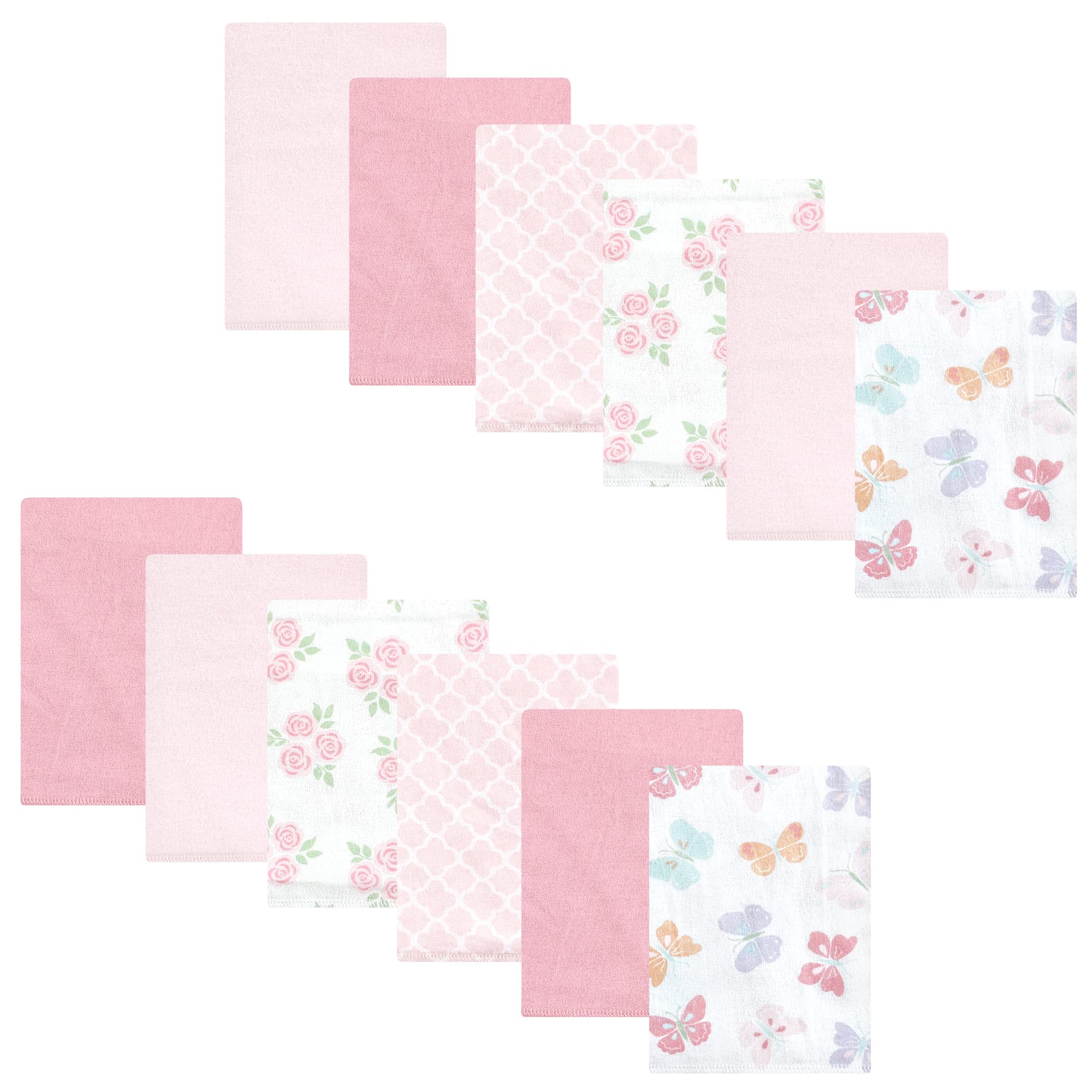 Hudson Baby Unisex Cotton Flannel Burp Cloths Bundle - Soft Pastel Butterfly Print for Newborns & Infants - Perfect for Feeding, Spit-Up & Messy Moments - 6 Pack One Size