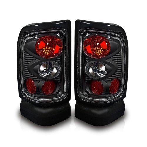 Winjet LED Tail Lights Assembly for Dodge Ram 1500 2500 3500 Pickup Truck 1994-2002 - Matte Black Housing with Clear Lens - Direct Replacement for Driver & Passenger Side (1 Pair) - Perfect for Off-Roading, Night Driving & Custom Truck Upgrades