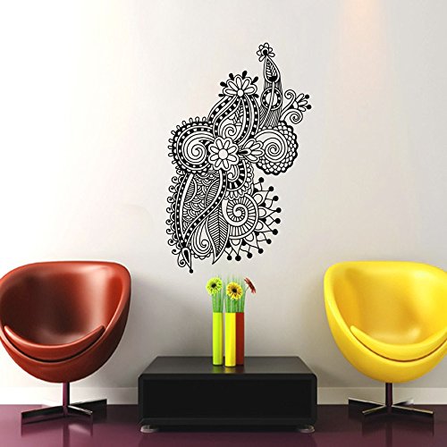 Mandala Wall Decal - Ukrainian Ethnic Lotus Flower Yoga Sticker, Geometric Moroccan Pattern Vinyl Decals for Home Decor, Bedroom Mural Design (6085) | Perfect for Meditation Rooms, Yoga Studios & Boho Chic Interiors