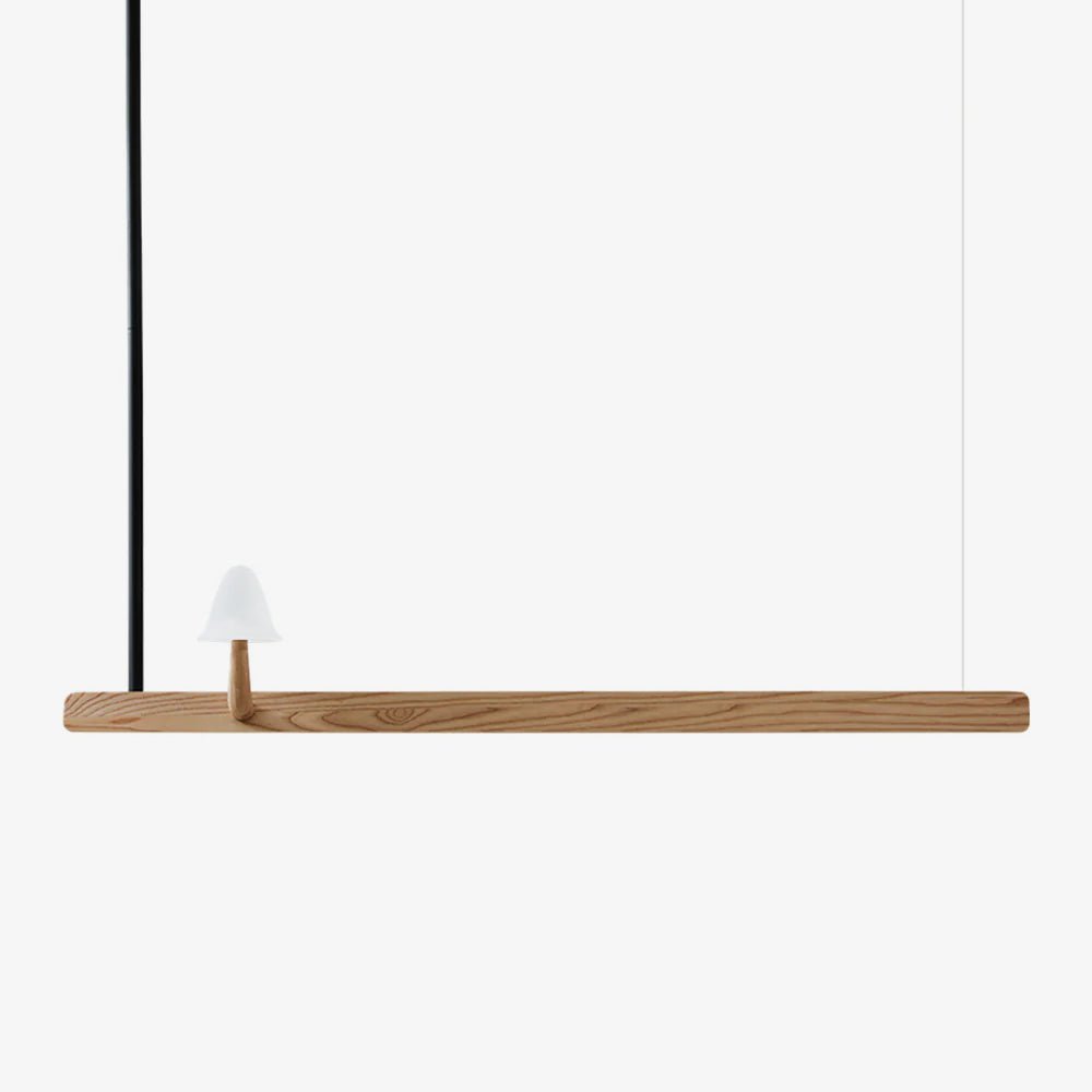 Elegant Mushroom Beam Chandelier - Modern Rustic Wood Ceiling Light Fixture for Dining Room, Bedroom, or Living Room Decor