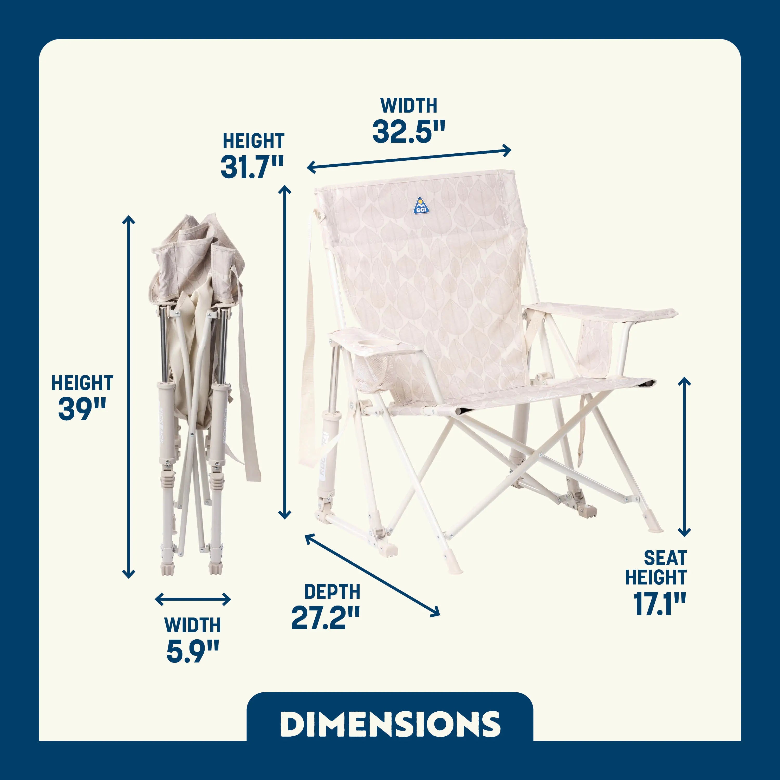 Kickback Rocker™ - Portable Folding Rocking Chair for Outdoor, Camping & Relaxation - Perfect for Patio, Beach, Backyard & Travel