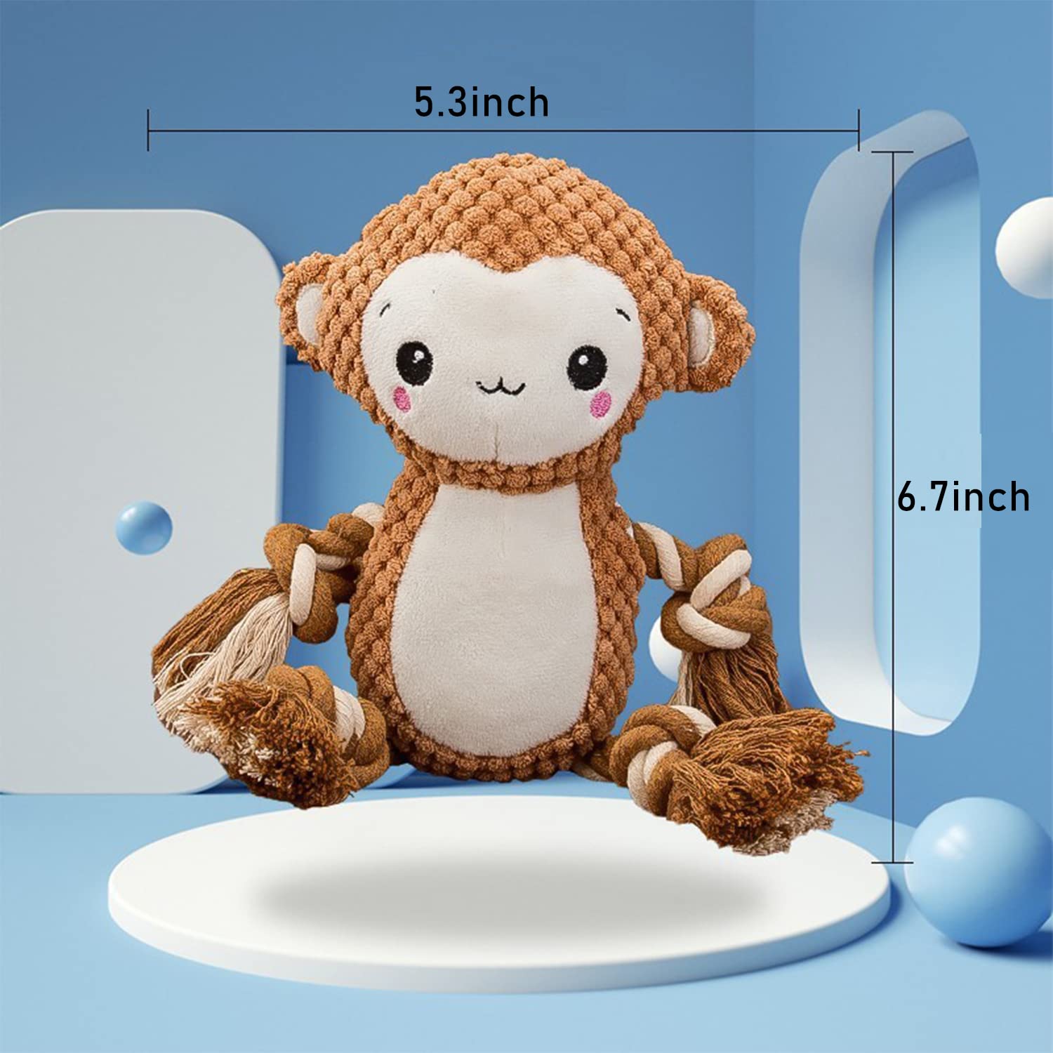 **Durable Plush Squeaky Dog Toy with Crinkle Paper - Chew-Resistant Stuffed Animal Toy for Small & Medium Dogs (Brown Monkey) - Perfect for Playtime, Training & Teething Puppies**