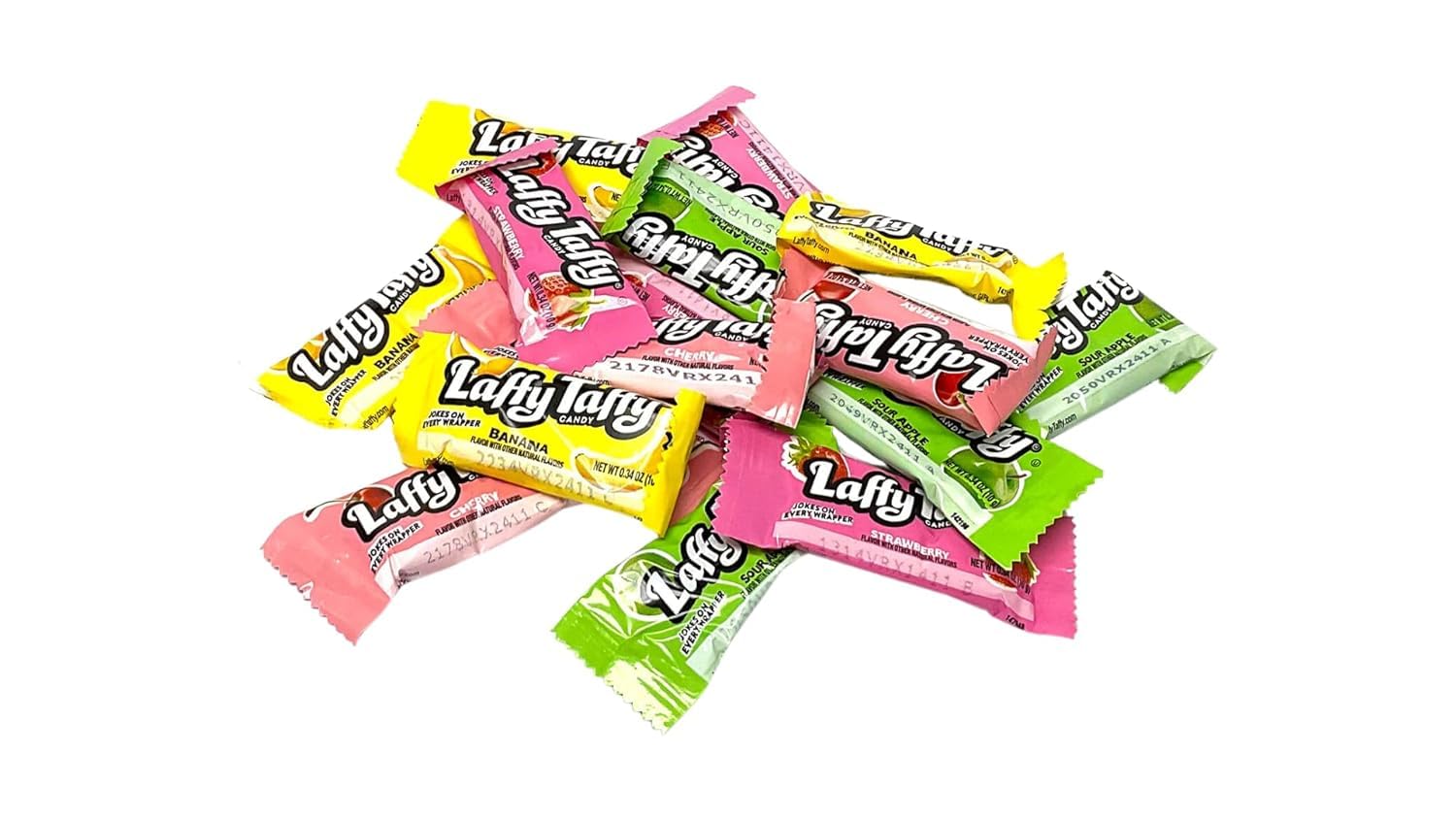 Laffy Taffy Bulk Candy - 1 LB Assorted Flavors (Cherry, Banana, Sour Apple) - Chewy Taffy Candy for Parties, Piñatas, Halloween, Easter & Office Treats - Bulk Candy for Kids & Adults