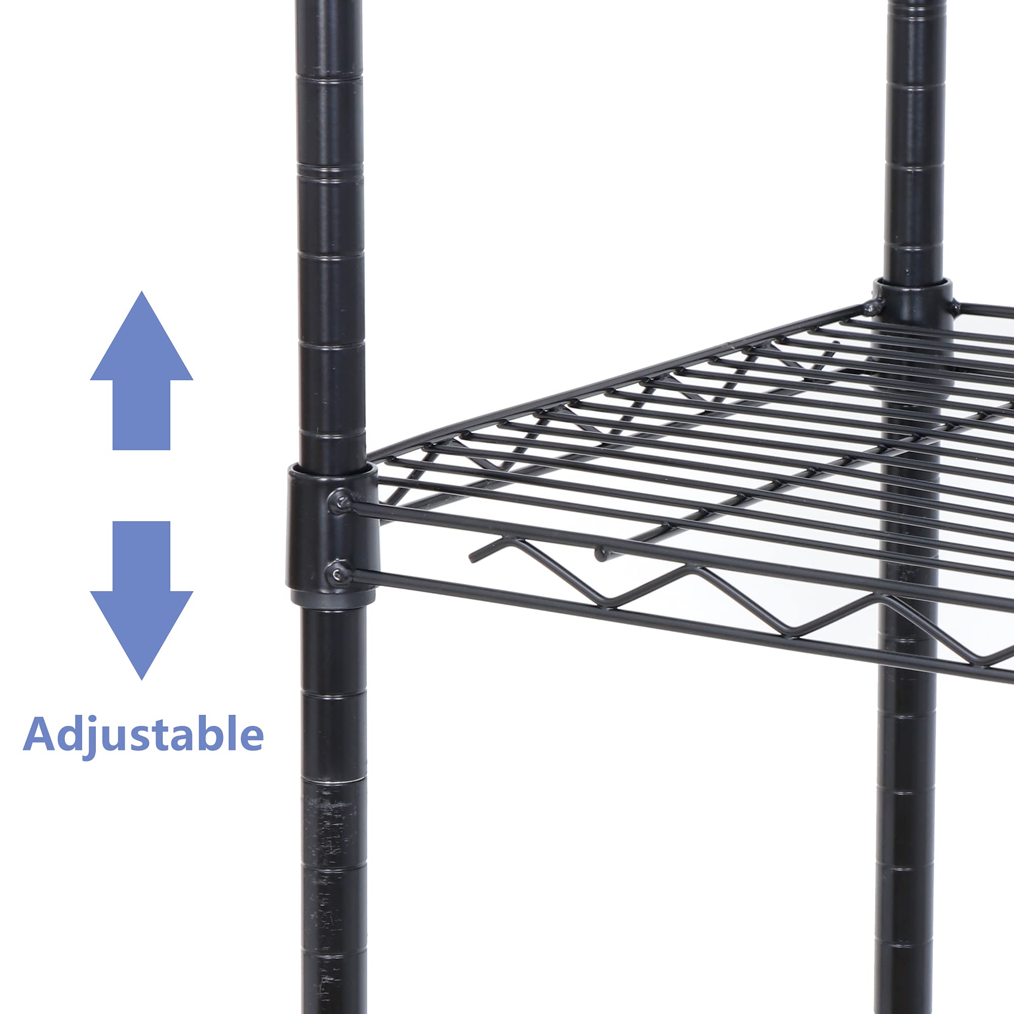 Heavy Duty 5-Tier Black Wire Shelving Unit with Wheels - 30