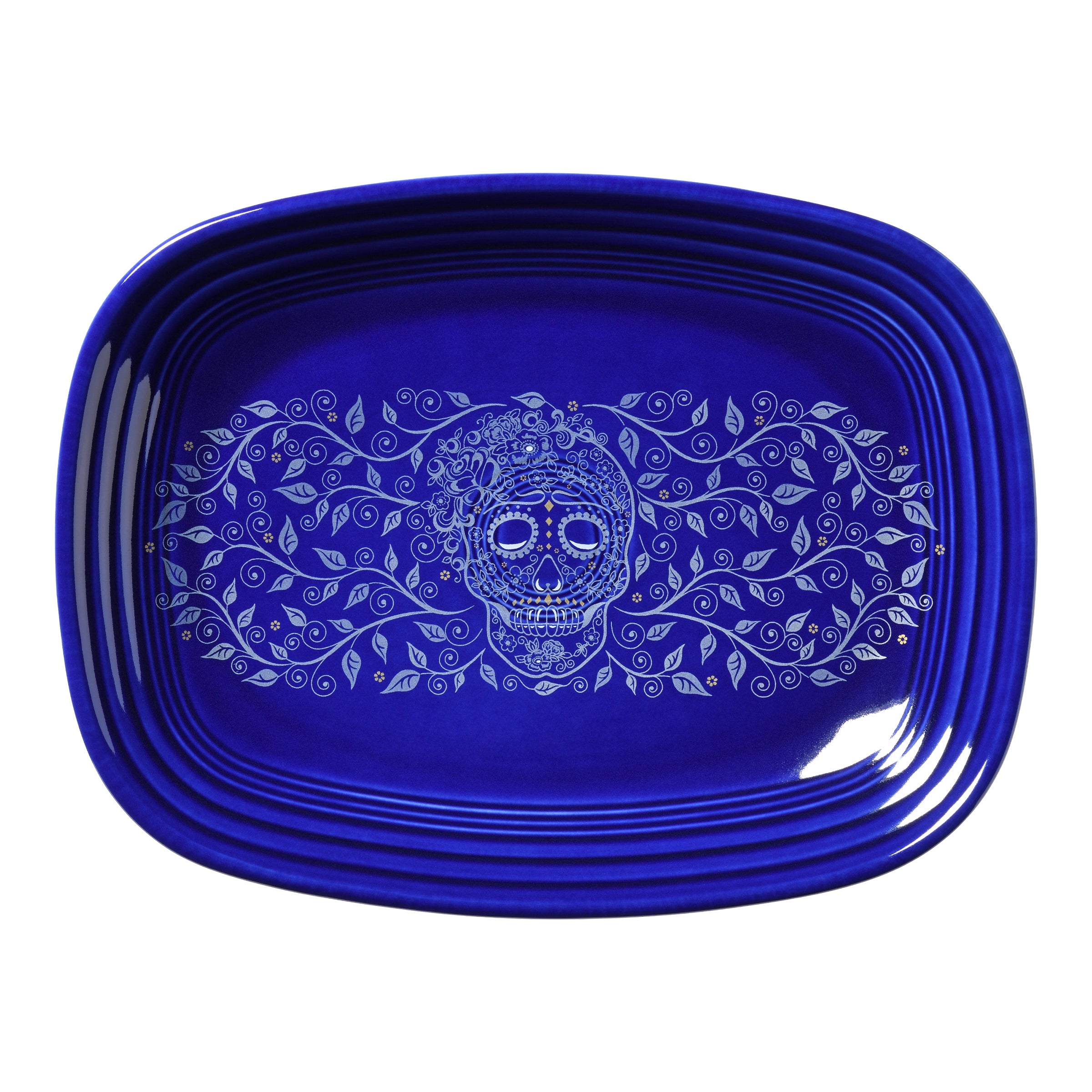 SKULL AND VINE TWILIGHT 12 Inch Large Rectangular Platter - Halloween Party Serving Tray, Gothic Dinnerware for Home Decor & Entertaining
