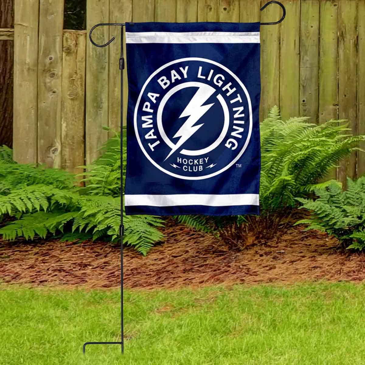 Tampa Bay Lightning Circle Garden Flag with Pole Stand - Officially Licensed NHL Team Flag for Outdoor Yard Decor, Sports Fan Gifts, and Game Day Tailgating