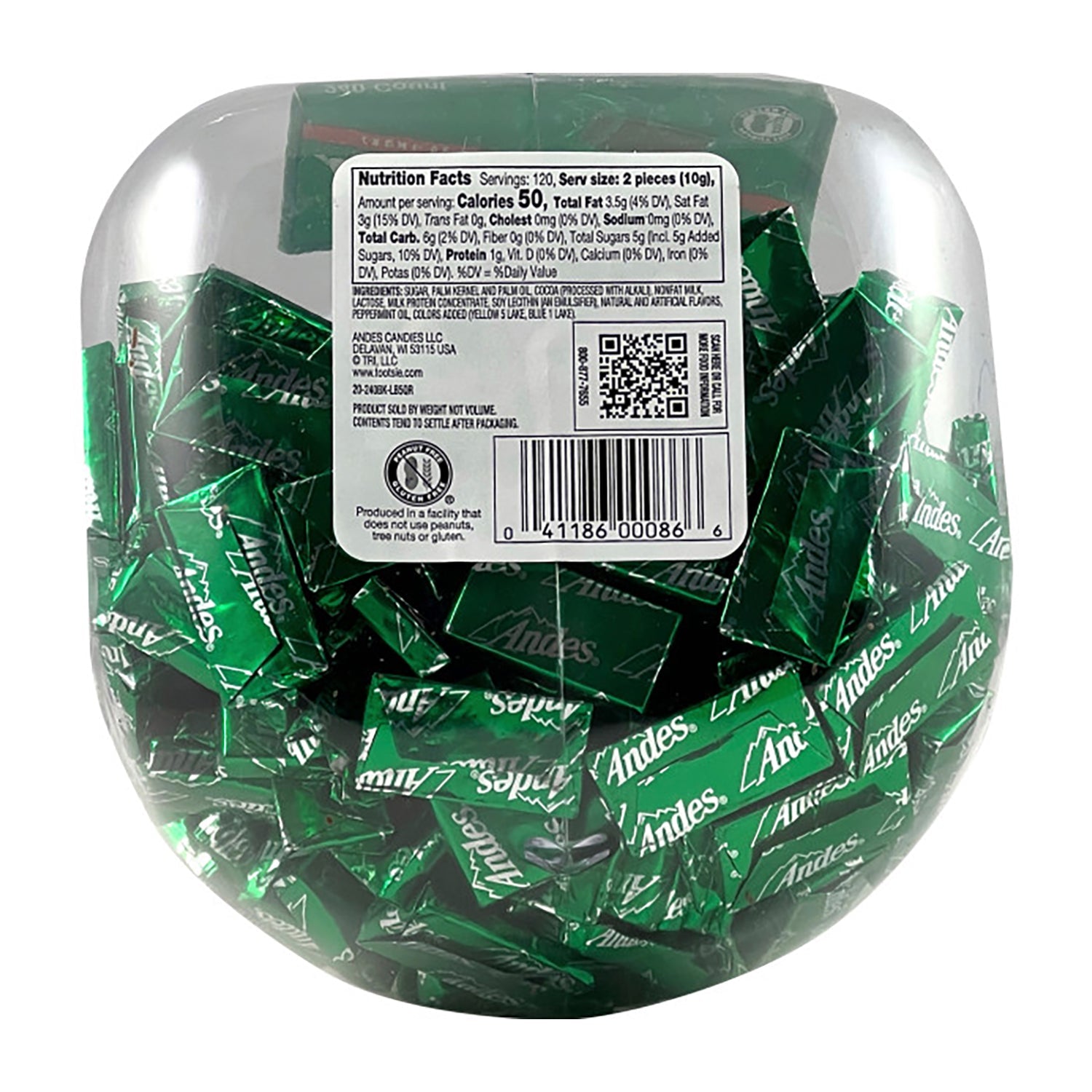 Andes Creme De Menthe Thins Chocolate Mints - 240 Count Bulk Candy Tub - Perfect for Parties, Office Treats & Holiday Gifting