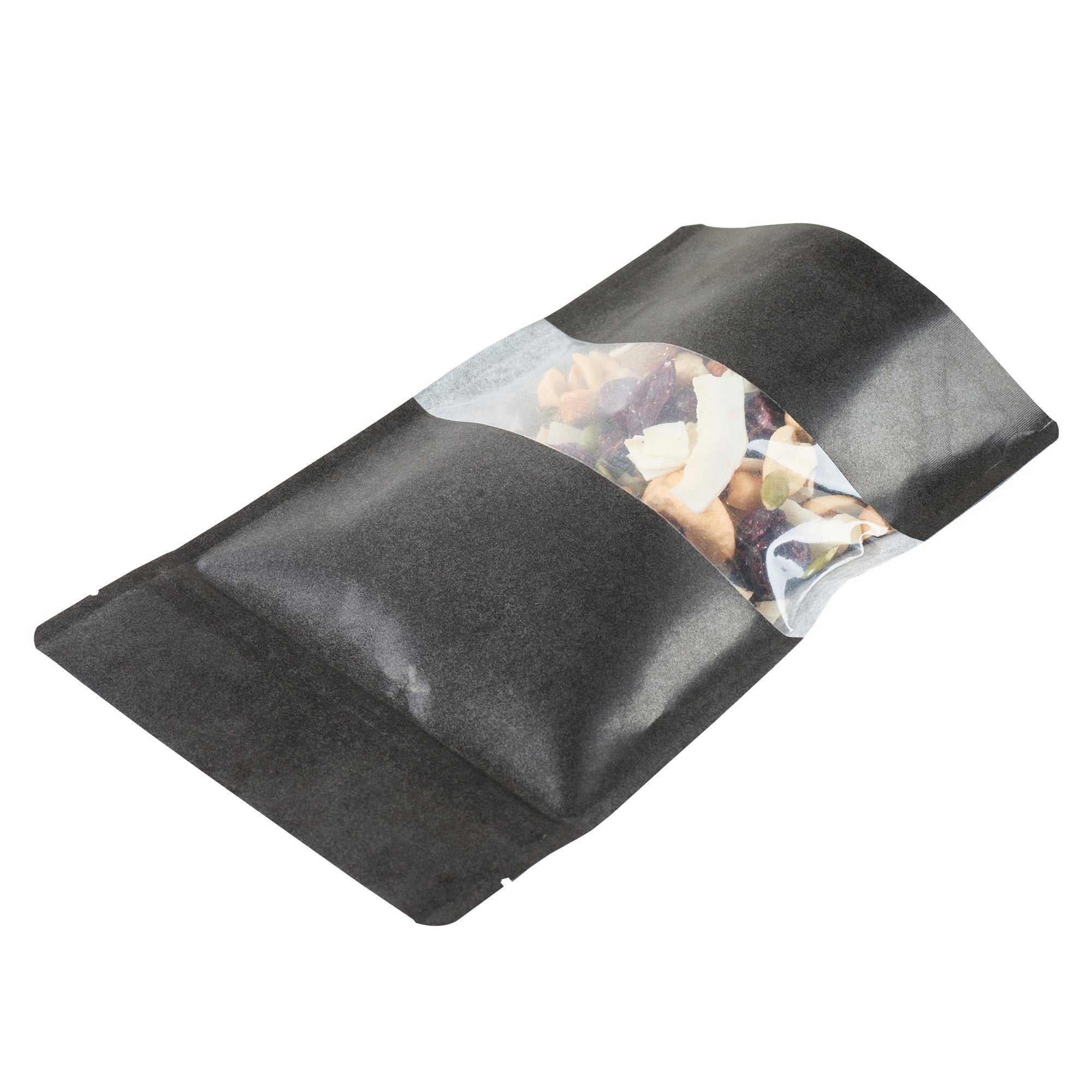 Black Plastic Medium Window Bags - Heat Sealable 8x5x1.75 Inches - 100 Count Box for Food Packaging, Retail Display & Storage | Durable Resealable Bags for Bakery, Candy, Crafts & Small Parts Organization