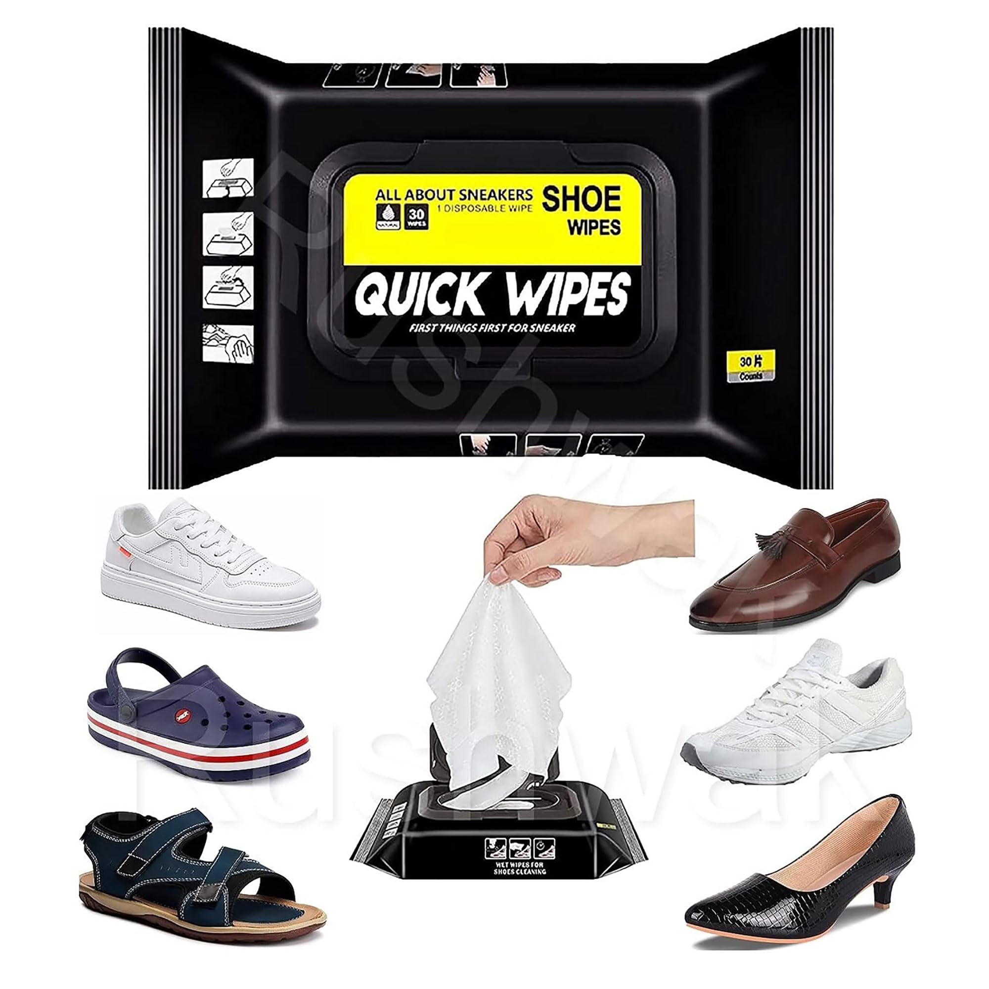 ALOUD CREATIONS Natural Sneaker & Shoe Cleaner Wipes - 80 Count Pack | Instant Cleaning Wipes for Shoes, Sneakers & Footwear | Removes Dirt, Stains & Odors | Perfect for Gym, Travel & Everyday Use